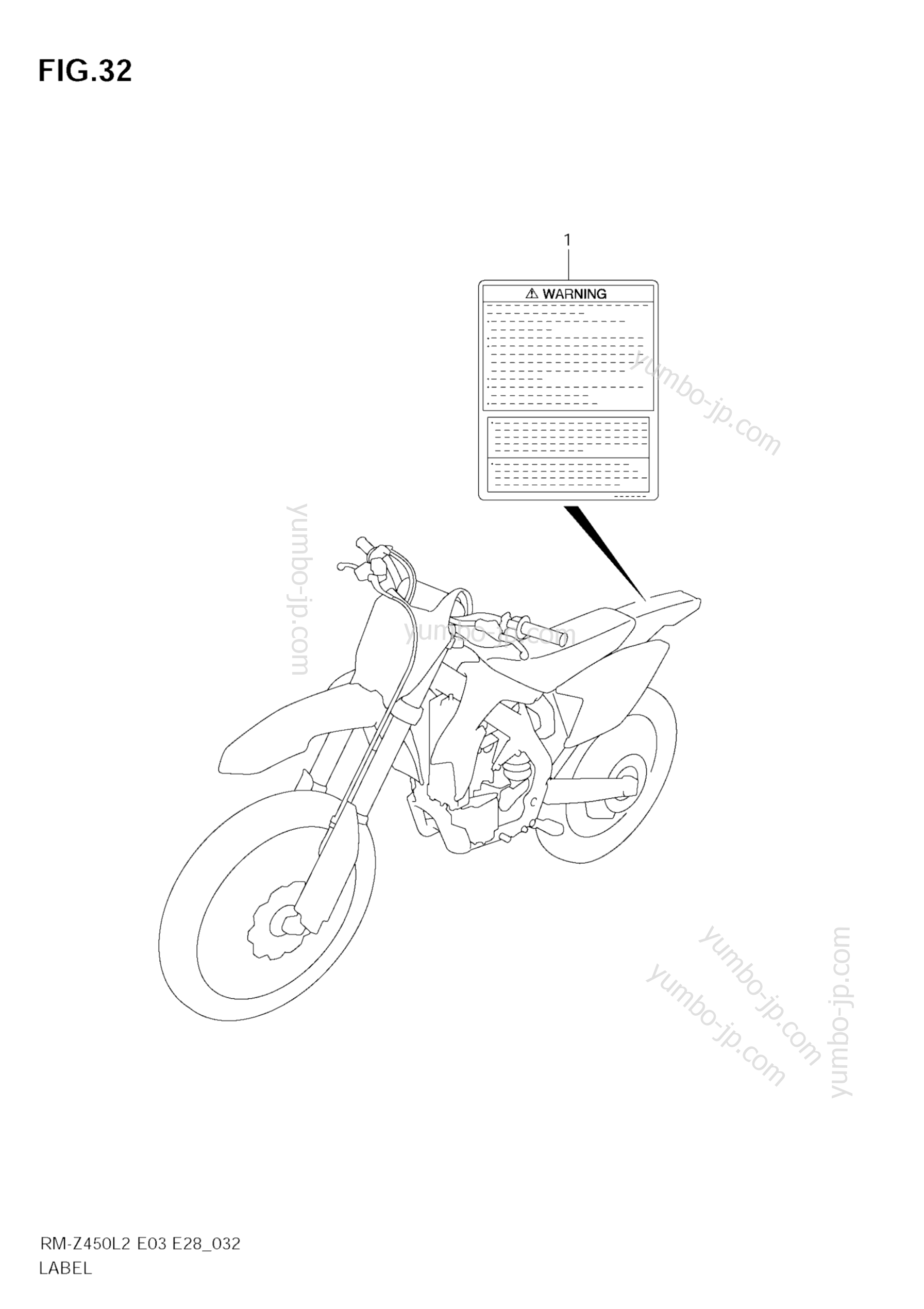 LABEL (E3) for motorcycles SUZUKI RM-Z450 2012 year