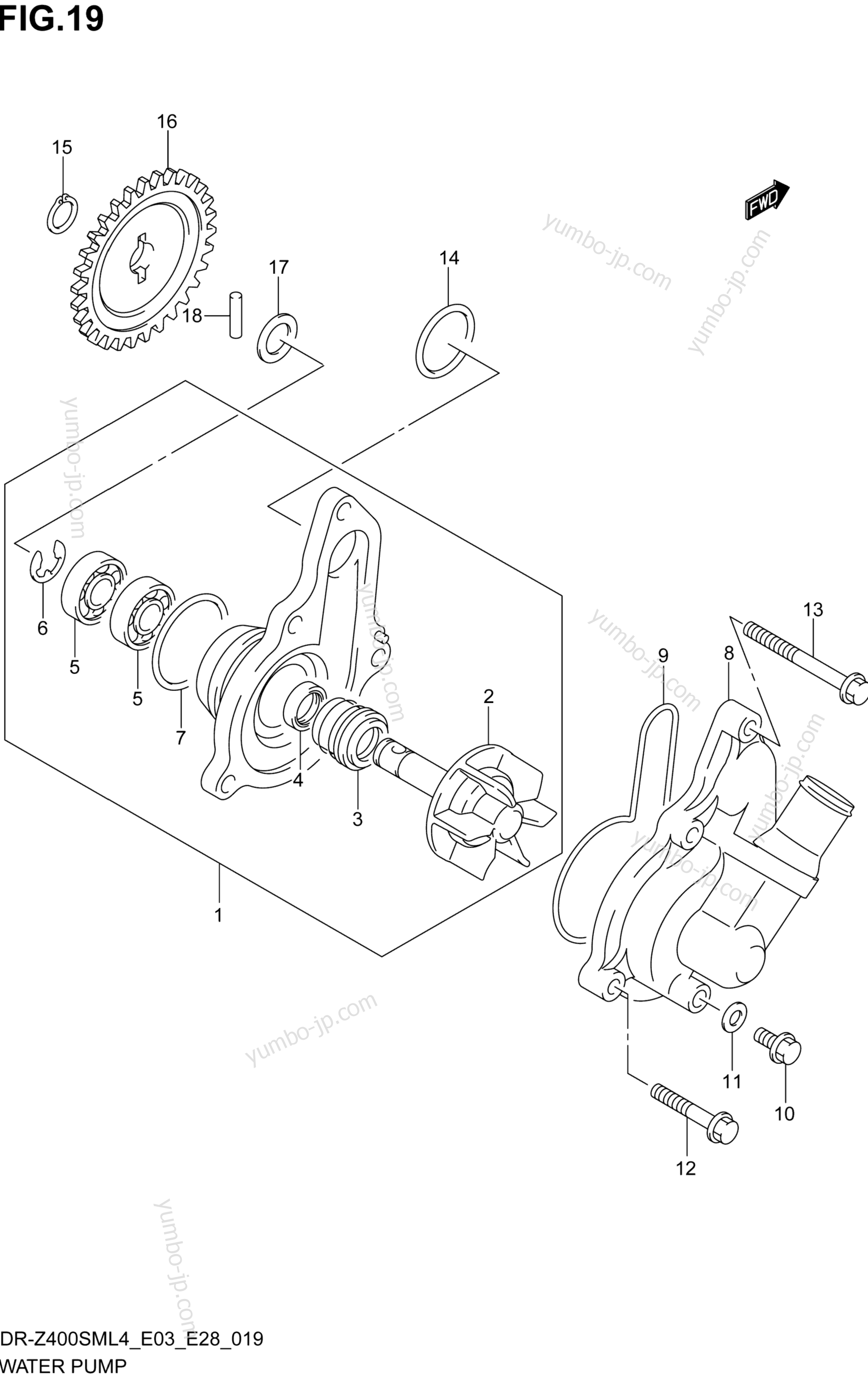 WATER PUMP for motorcycles SUZUKI DR-Z400SM 2014 year