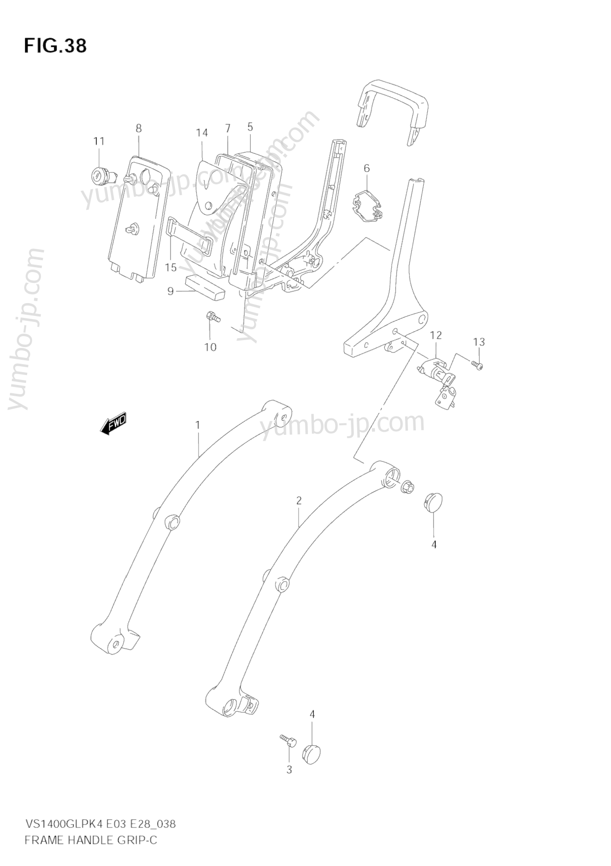 FRAME HANDLE GRIP (MODEL K4) for motorcycles SUZUKI Intruder (VS1400GLP) 2004 year
