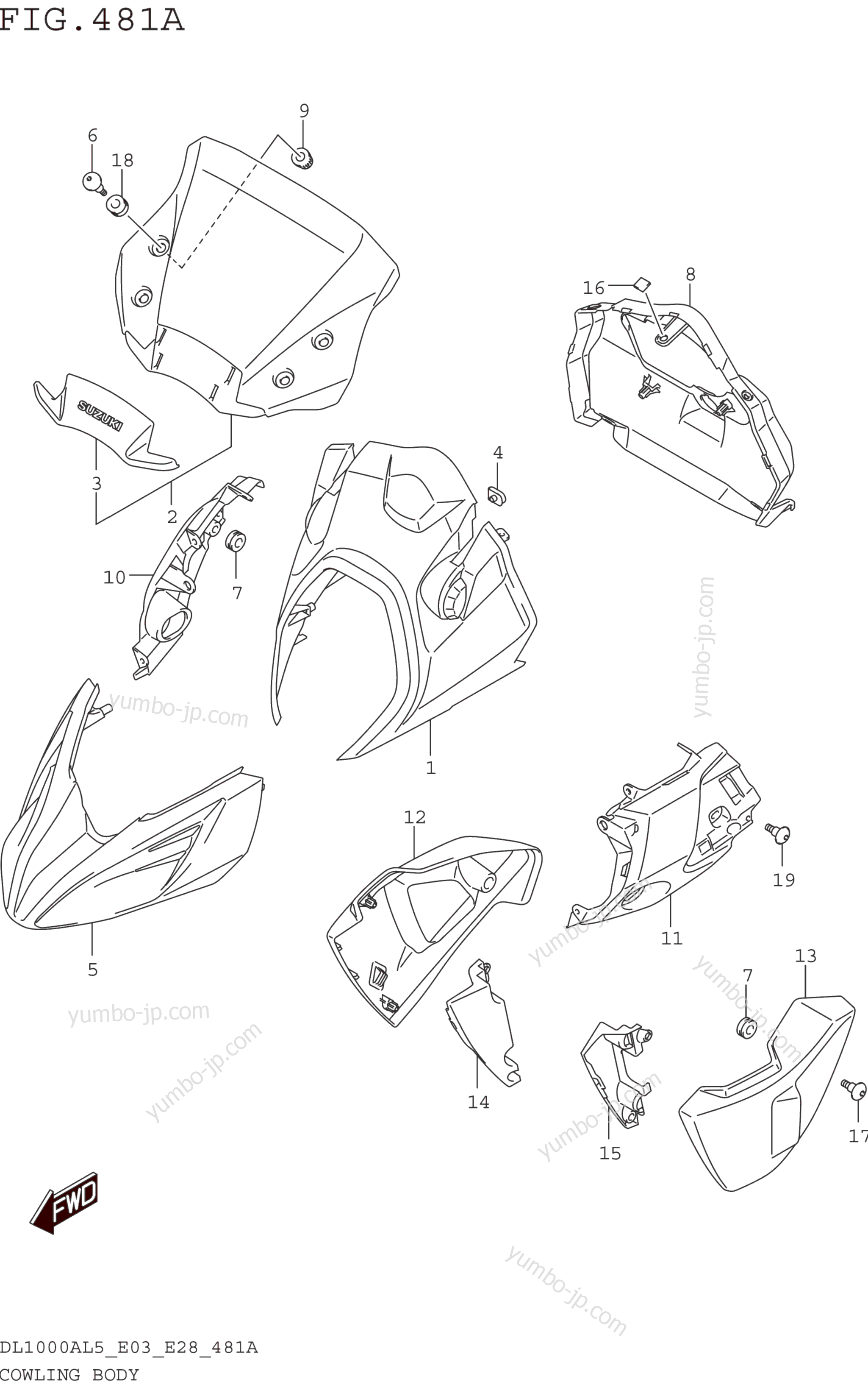 COWLING BODY для мотоциклов SUZUKI DL1000A 2015 г.