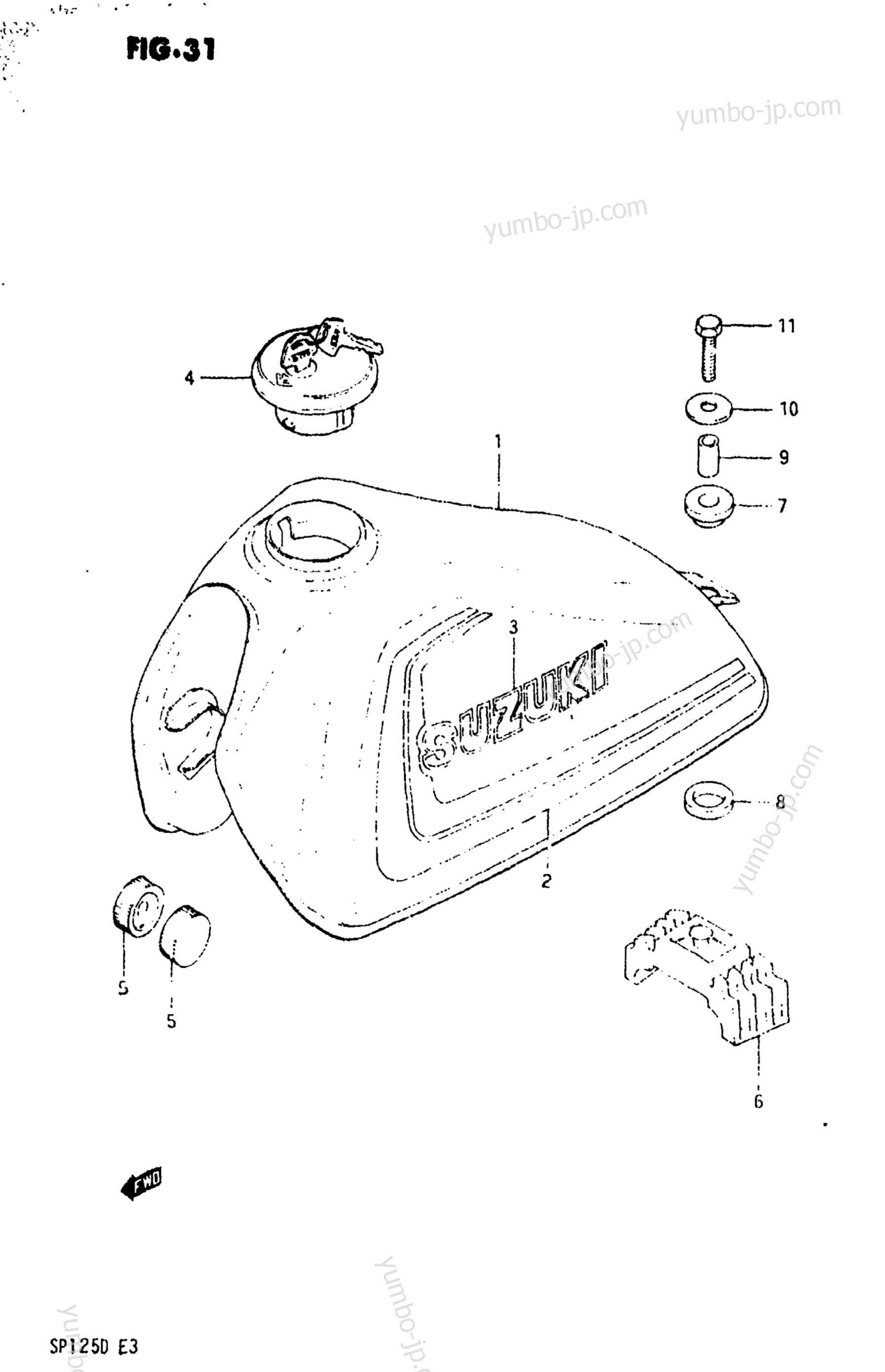 FUEL TANK (MODEL Z) для мотоциклов SUZUKI SP125 1983 г.