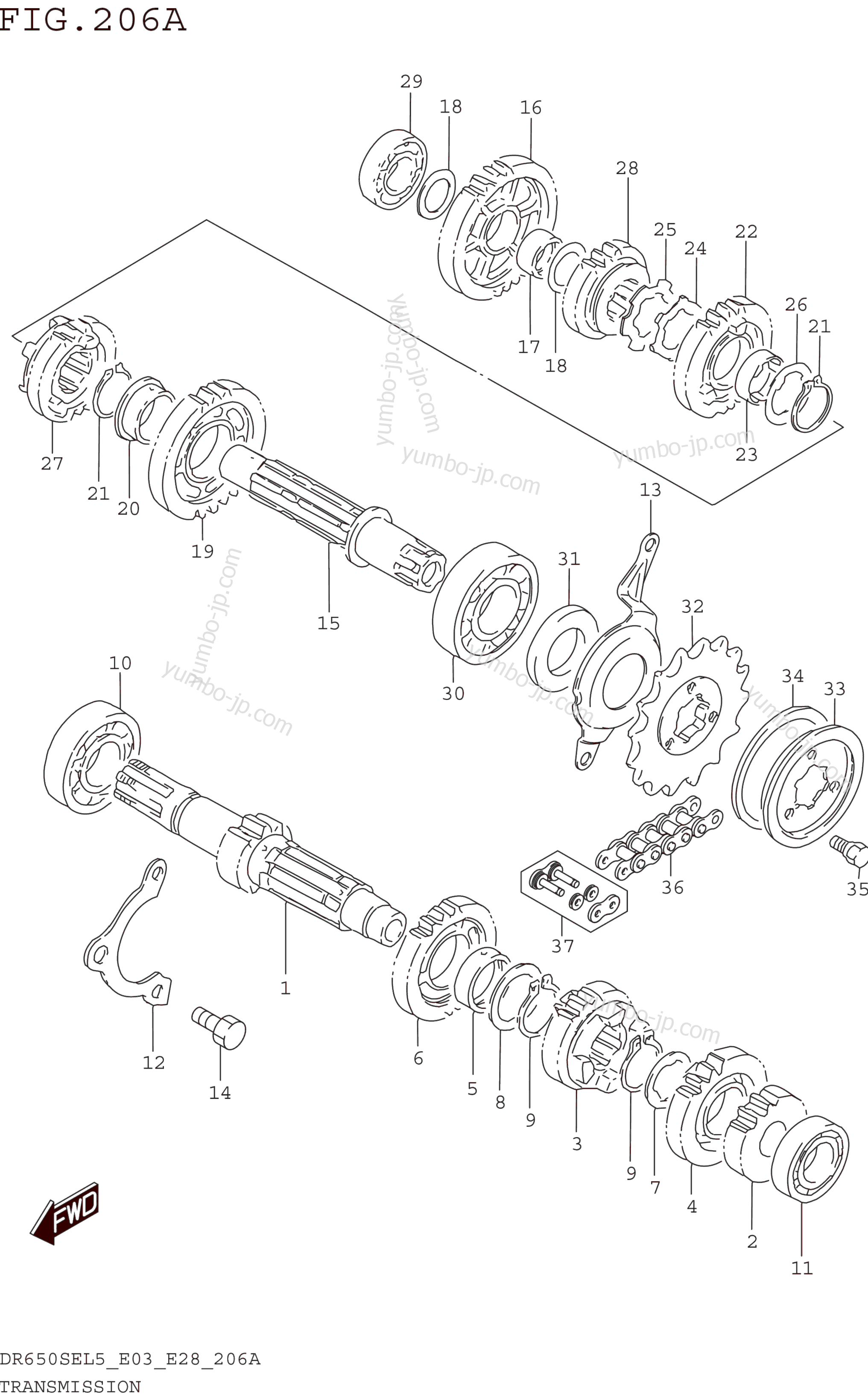 TRANSMISSION for motorcycles SUZUKI DR650SE 2015 year