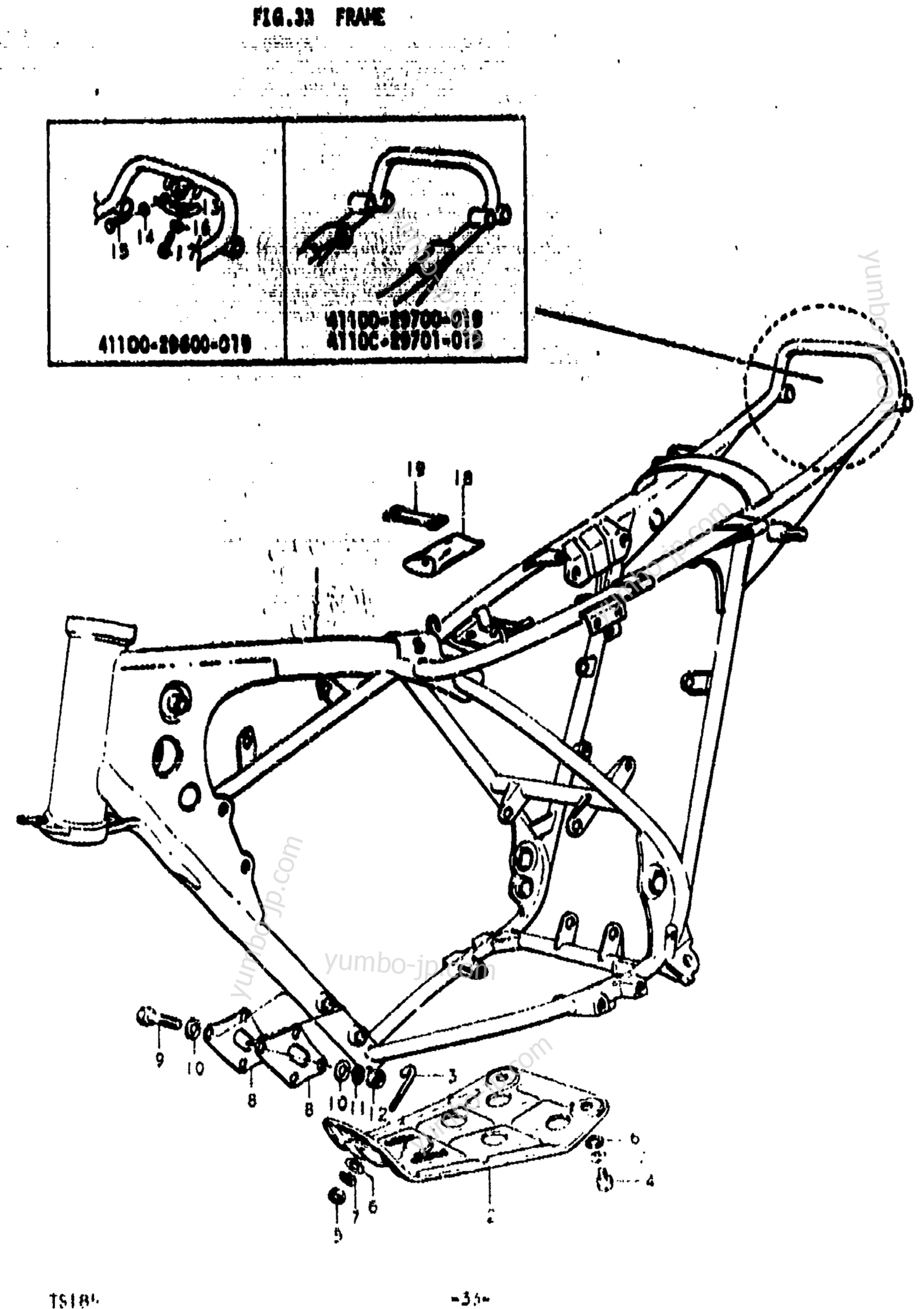 FRAME for motorcycles SUZUKI TS185 1974 year