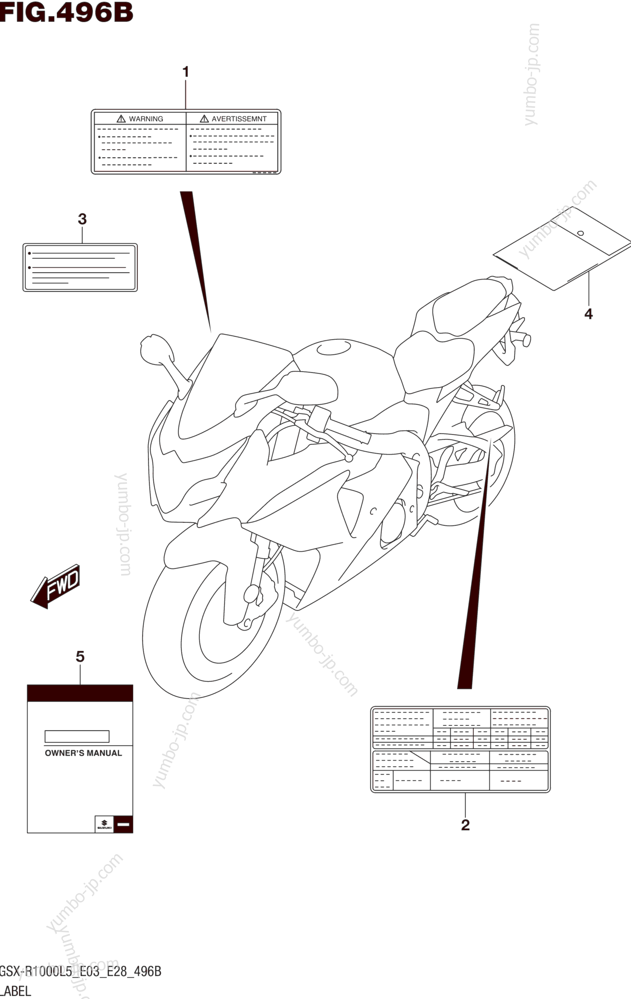 LABEL (GSX-R1000L5 E28) для мотоциклов SUZUKI GSX-R1000 2015 г.