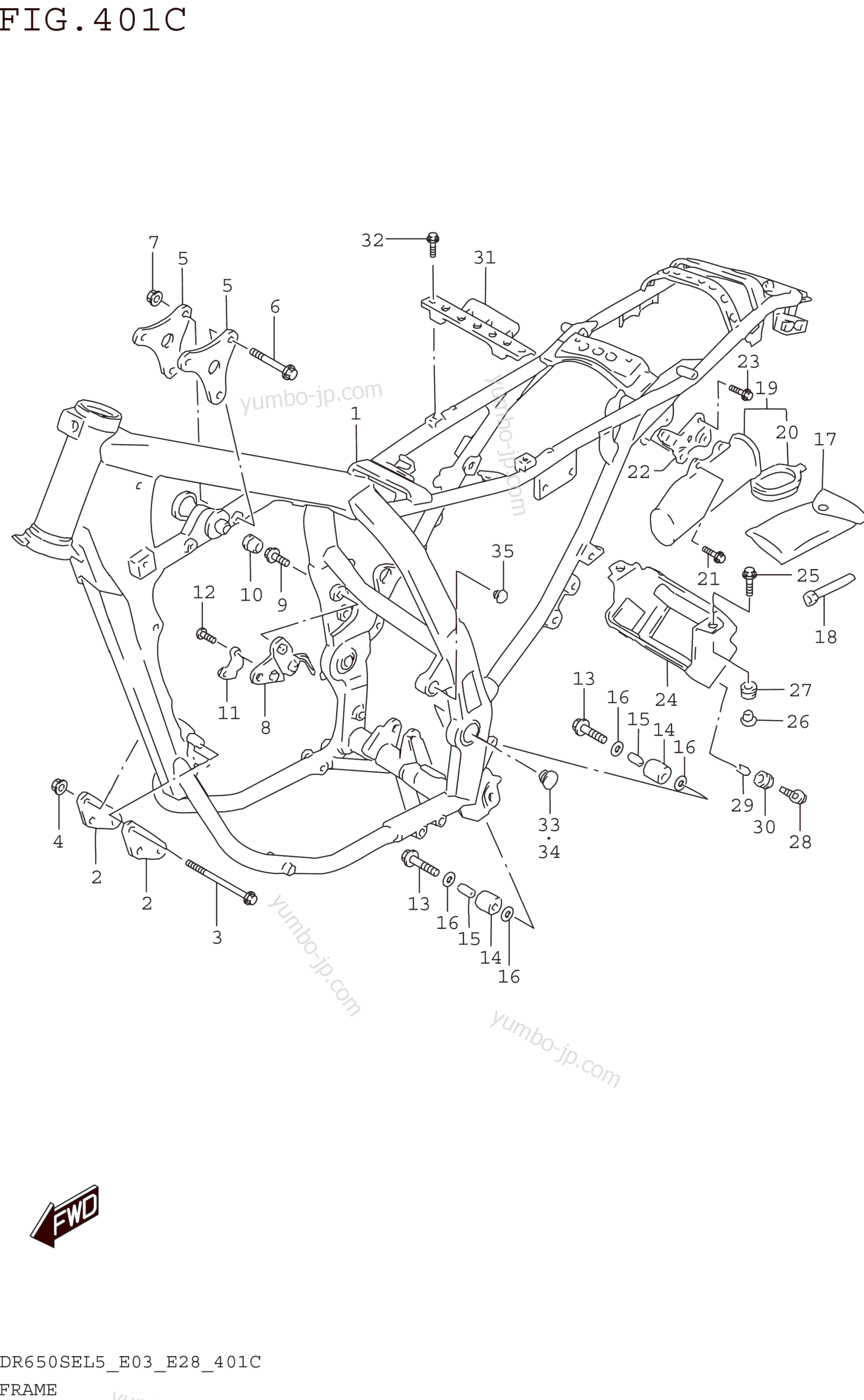 FRAME (DR650SEL5 E33) for motorcycles SUZUKI DR650SE 2015 year