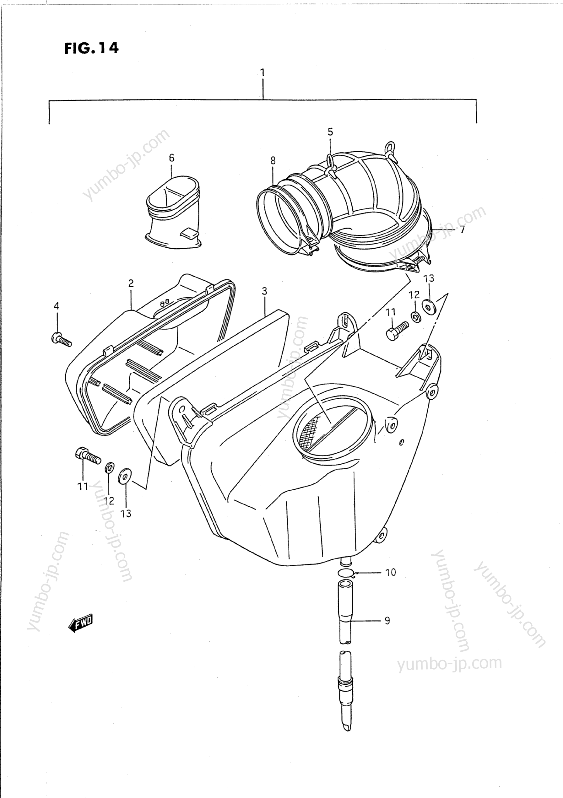 AIR CLEANER (REAR) для мотоциклов SUZUKI Intruder (VS1400GLP) 1991 г.