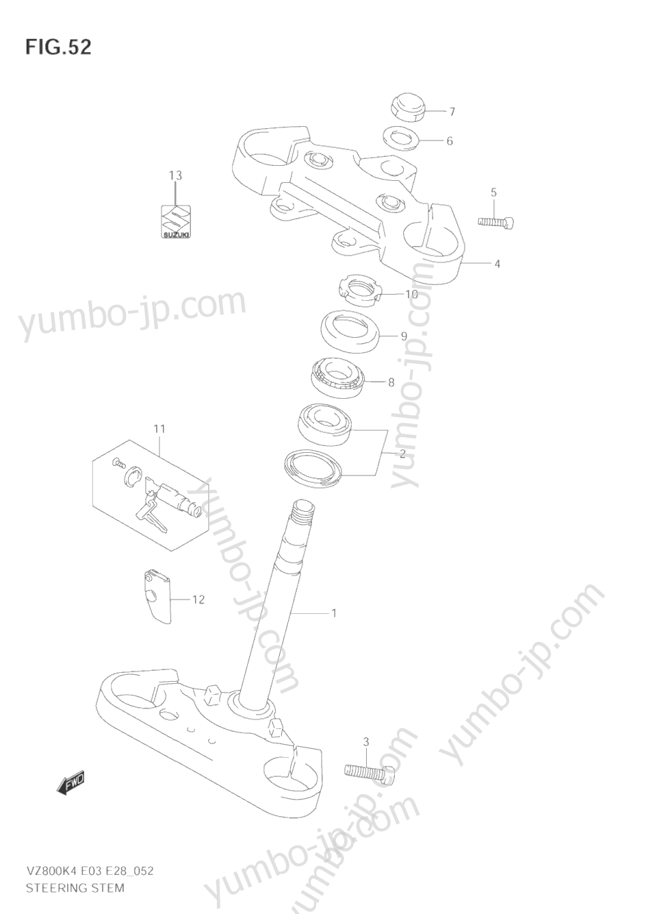 STEERING STEM для мотоциклов SUZUKI Marauder (VZ800) 2004 г.