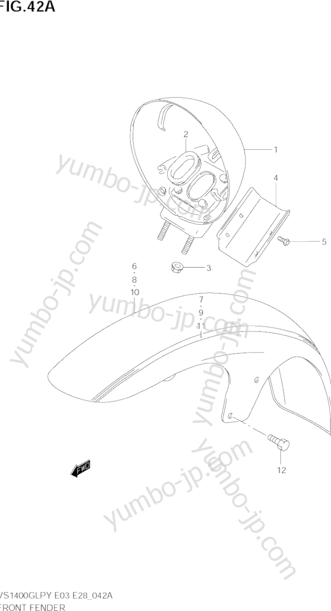 FRONT FENDER (MODEL V/W/X) for motorcycles SUZUKI Intruder (VS1400GLP) 2001 year