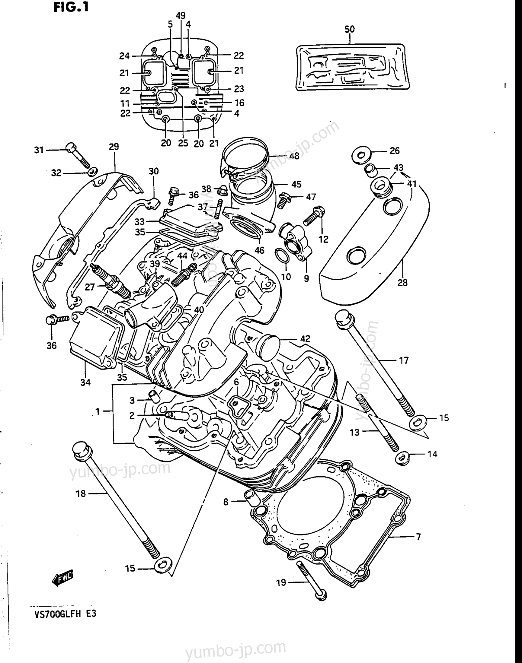 CYLINDER HEAD (FRONT) для мотоциклов SUZUKI Intruder (VS700GLF) 1986 г.