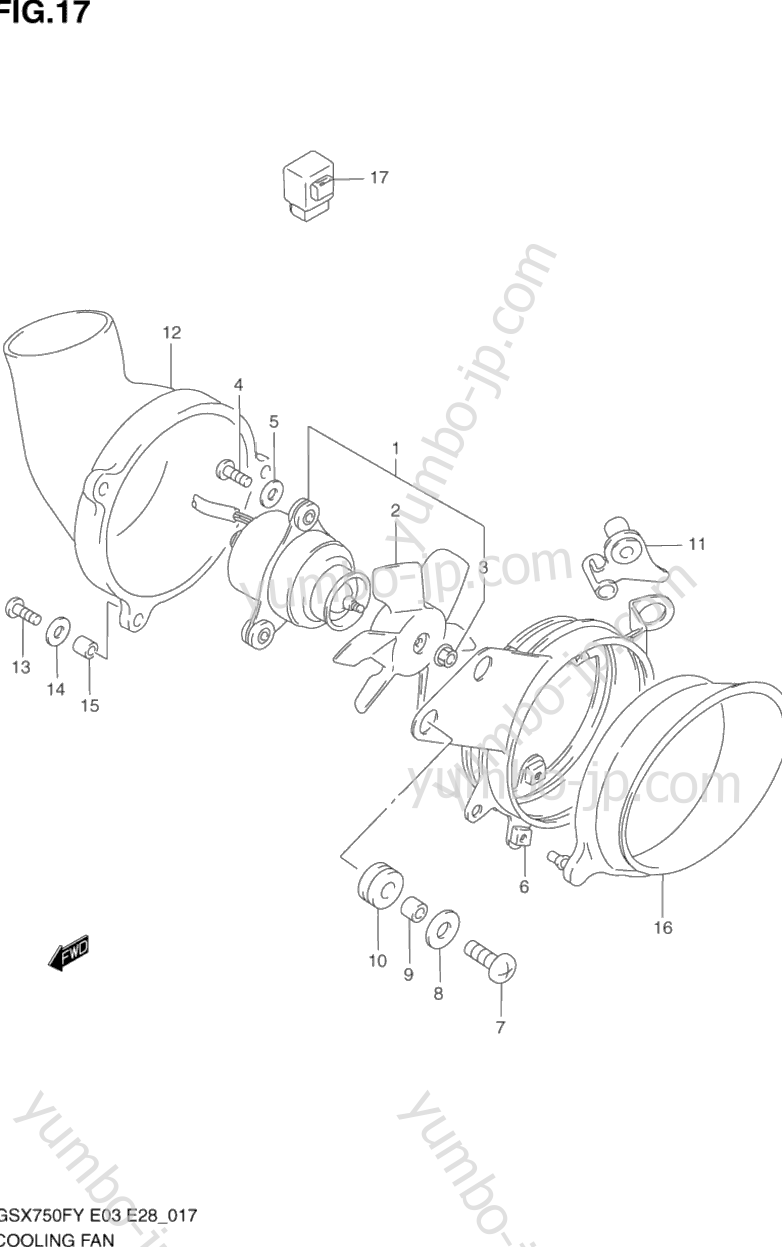 COOLING FAN (E33) для мотоциклов SUZUKI Katana (GSX750F) 1998 г.