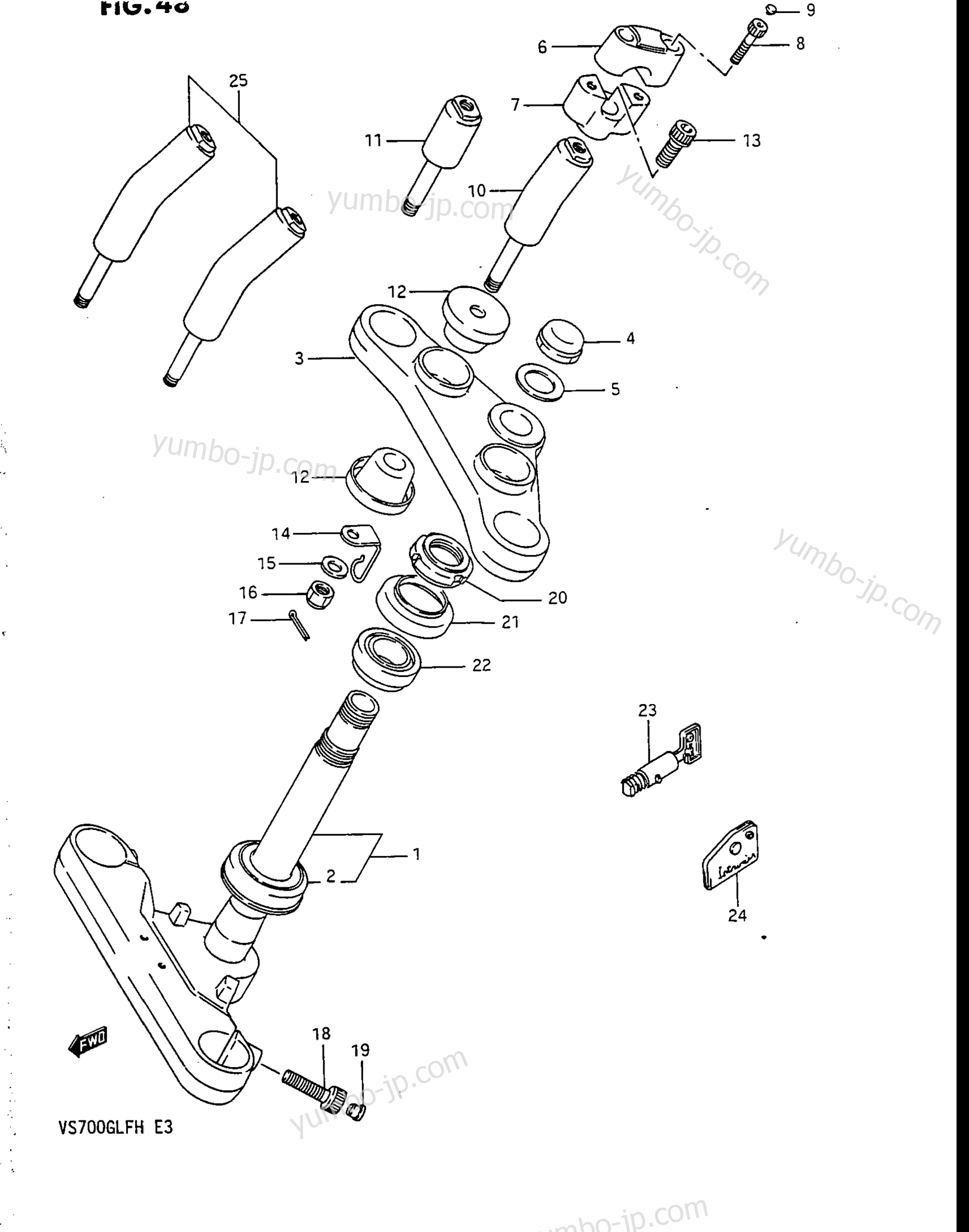 STEERING STEM (MODEL H) for motorcycles SUZUKI Intruder (VS700GLEF) 1986 year