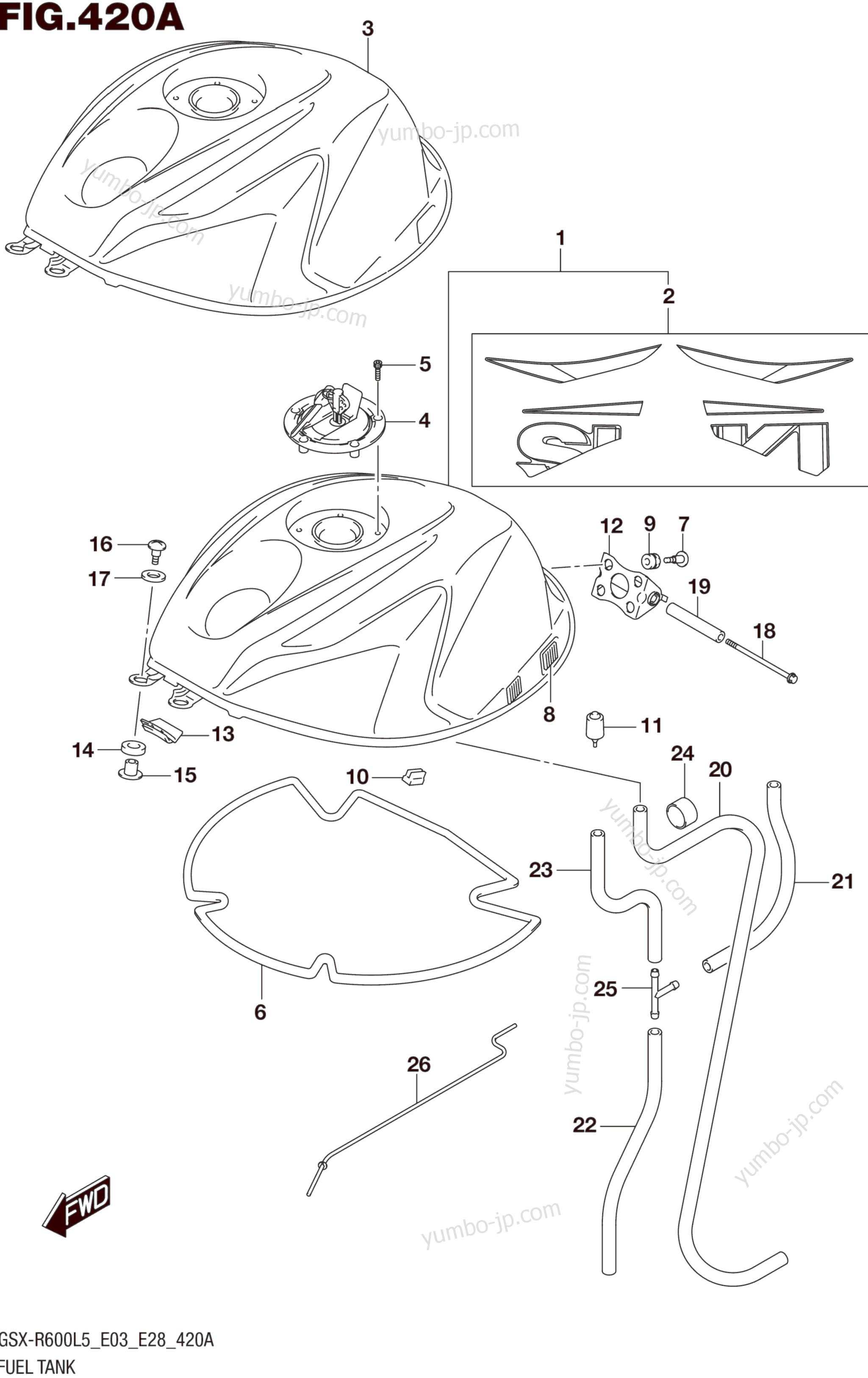 FUEL TANK (GSX-R600L5 E03) для мотоциклов SUZUKI GSX-R600 2015 г.