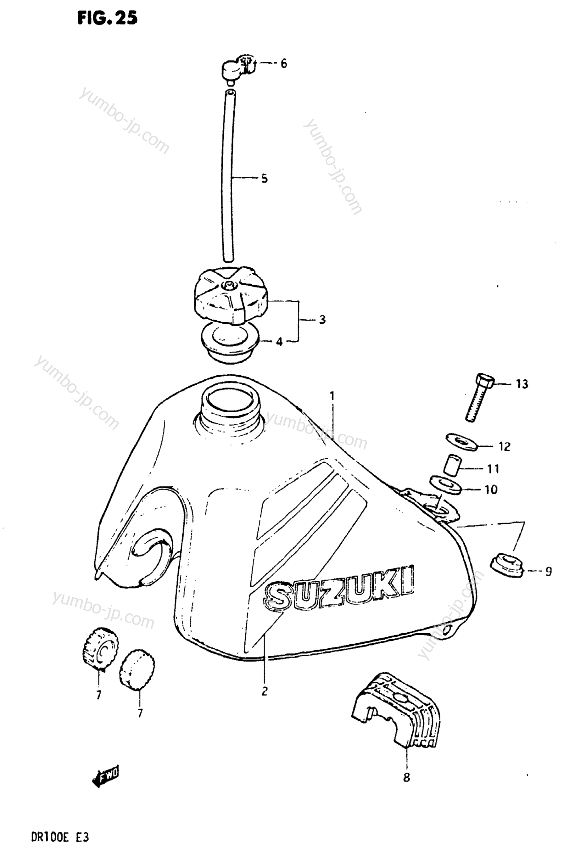 FUEL TANK (MODEL D) для мотоциклов SUZUKI DR100 1983 г.