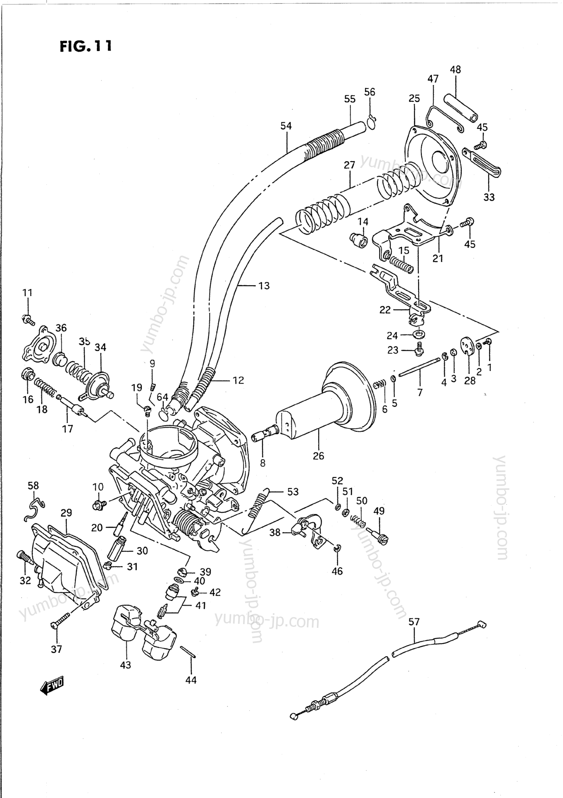 CARBURETOR (FRONT) для мотоциклов SUZUKI Intruder (VS1400GLP) 1990 г.