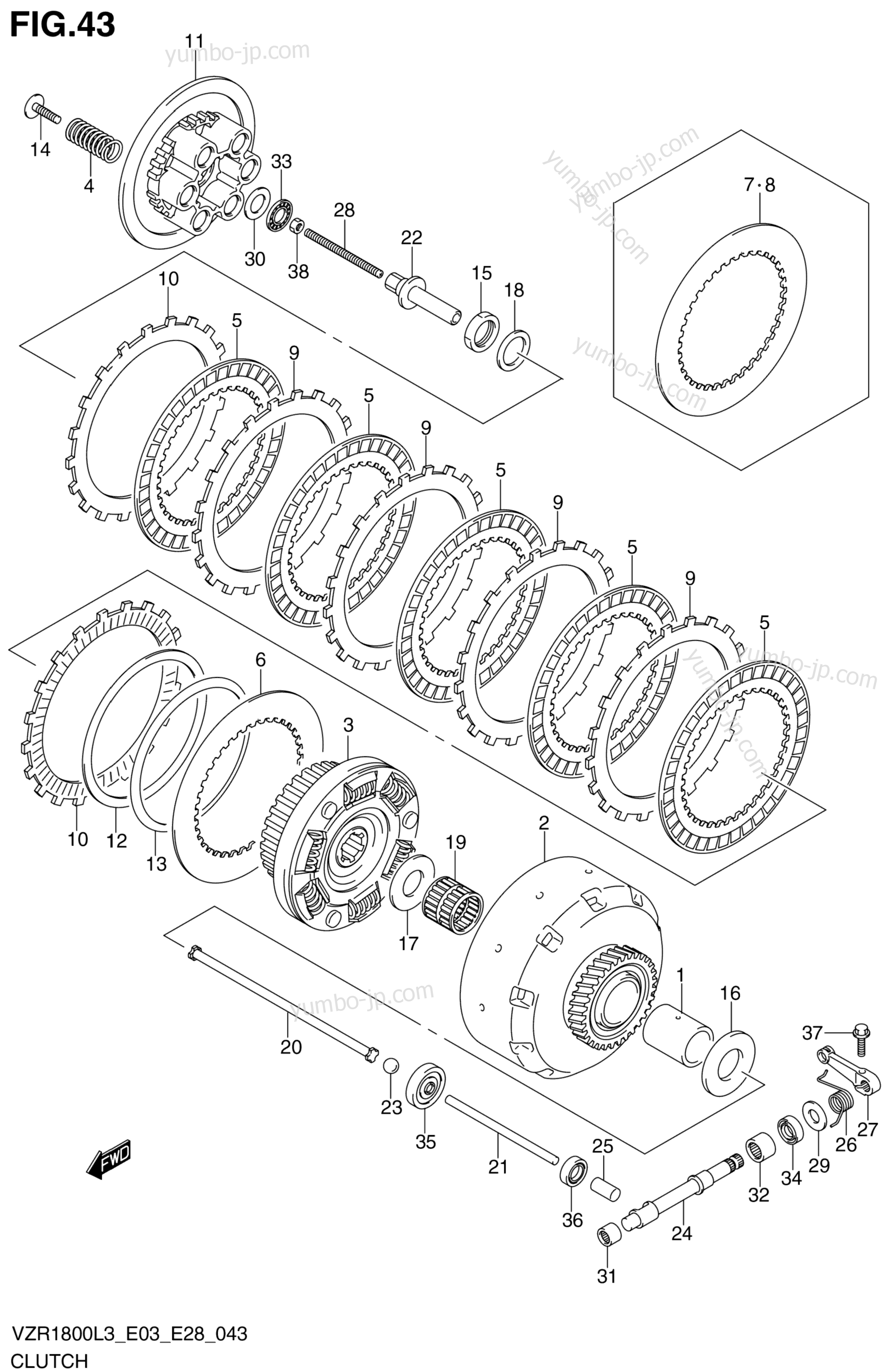 CLUTCH (VZR1800L3 E28) for motorcycles SUZUKI VZR1800 2013 year