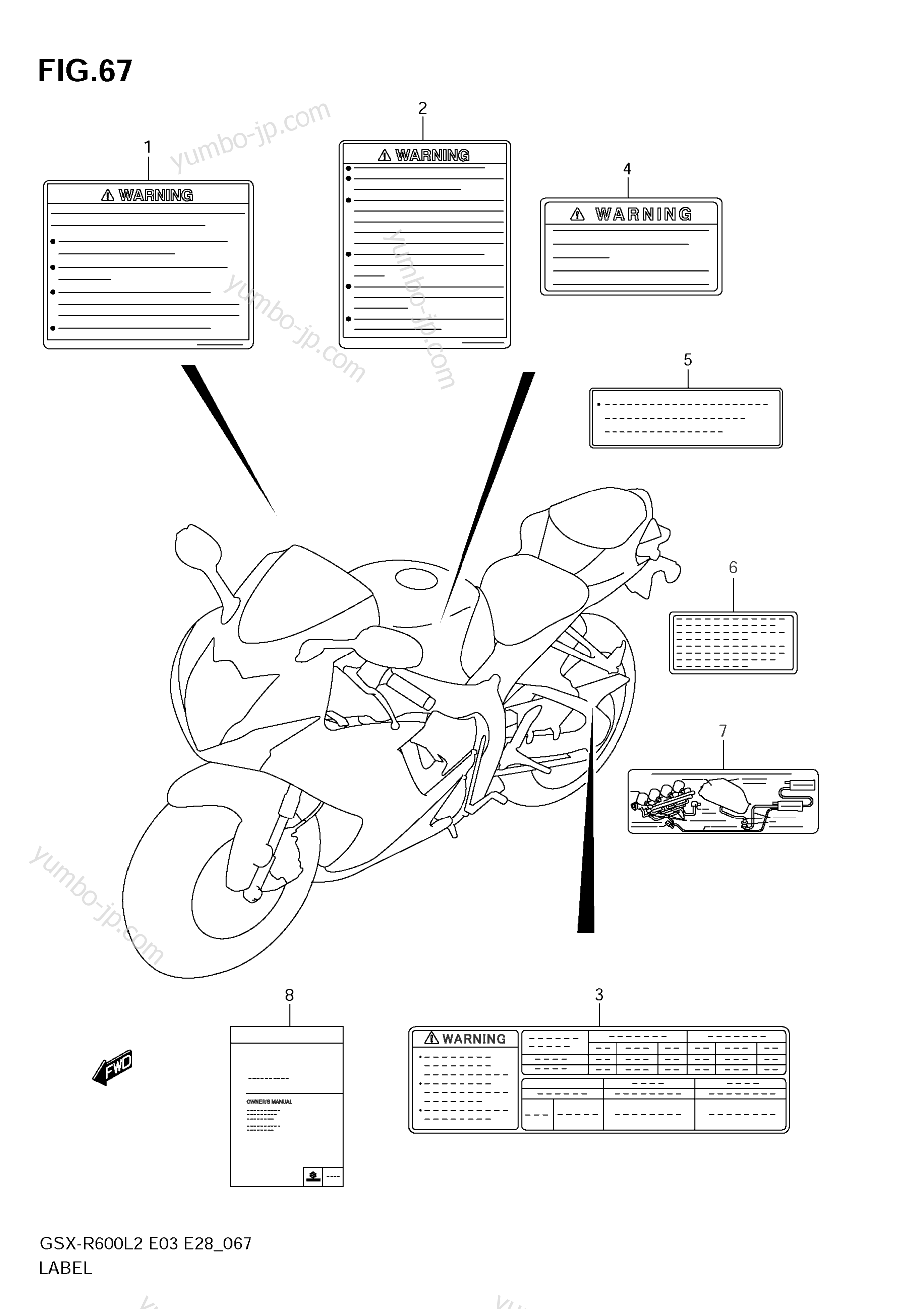 LABEL (GSX-R600L2 E33) для мотоциклов SUZUKI GSX-R600 2012 г.