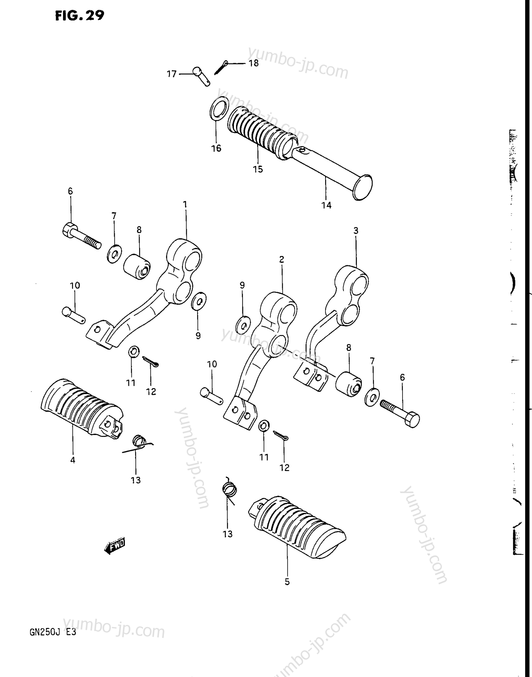 Footrest для мотоциклов SUZUKI 1985, (GN250) 1988 г.