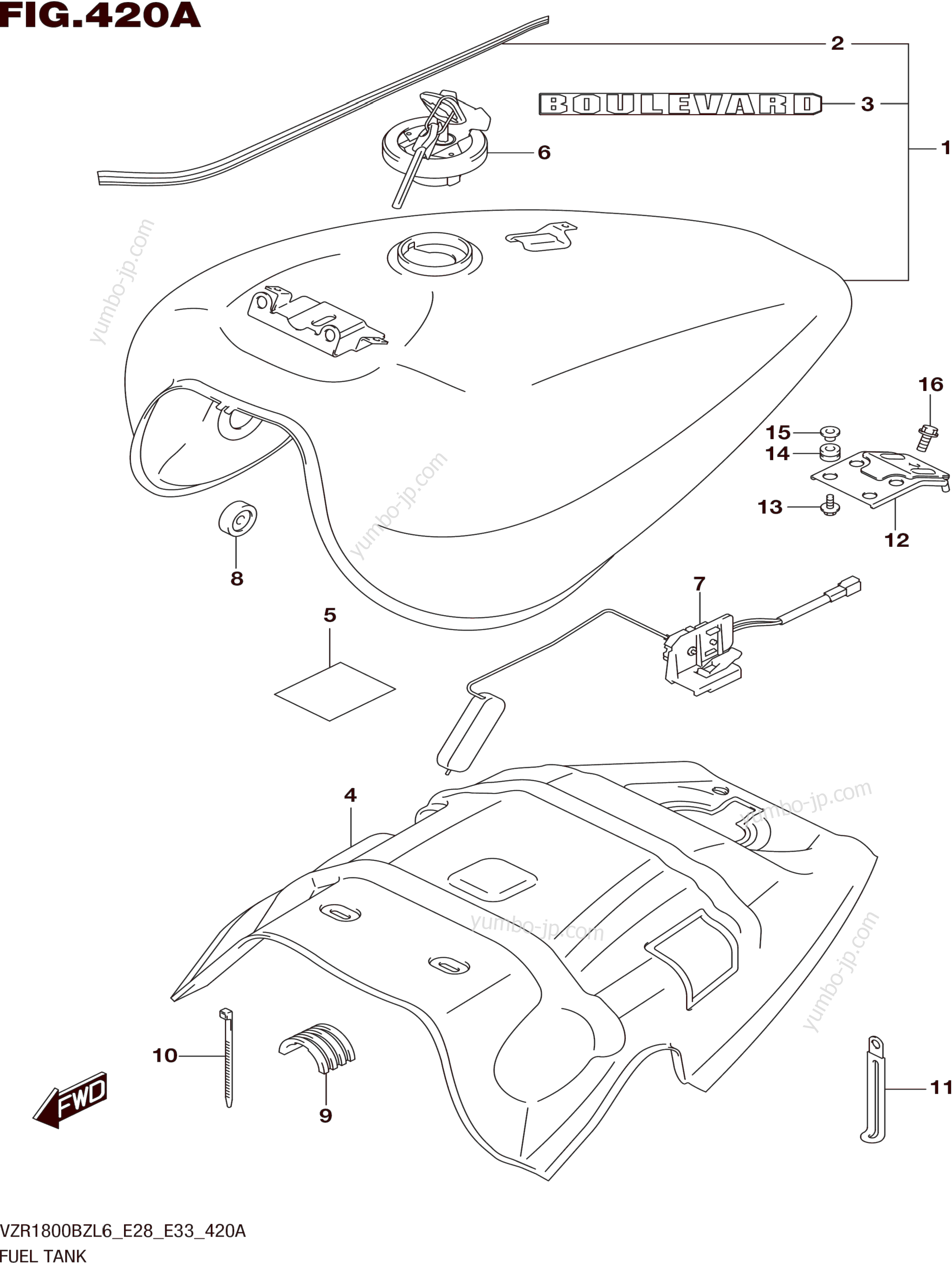 FUEL TANK (VZR1800BZL6 E28) для мотоциклов SUZUKI VZR1800-BZ 2016 г.