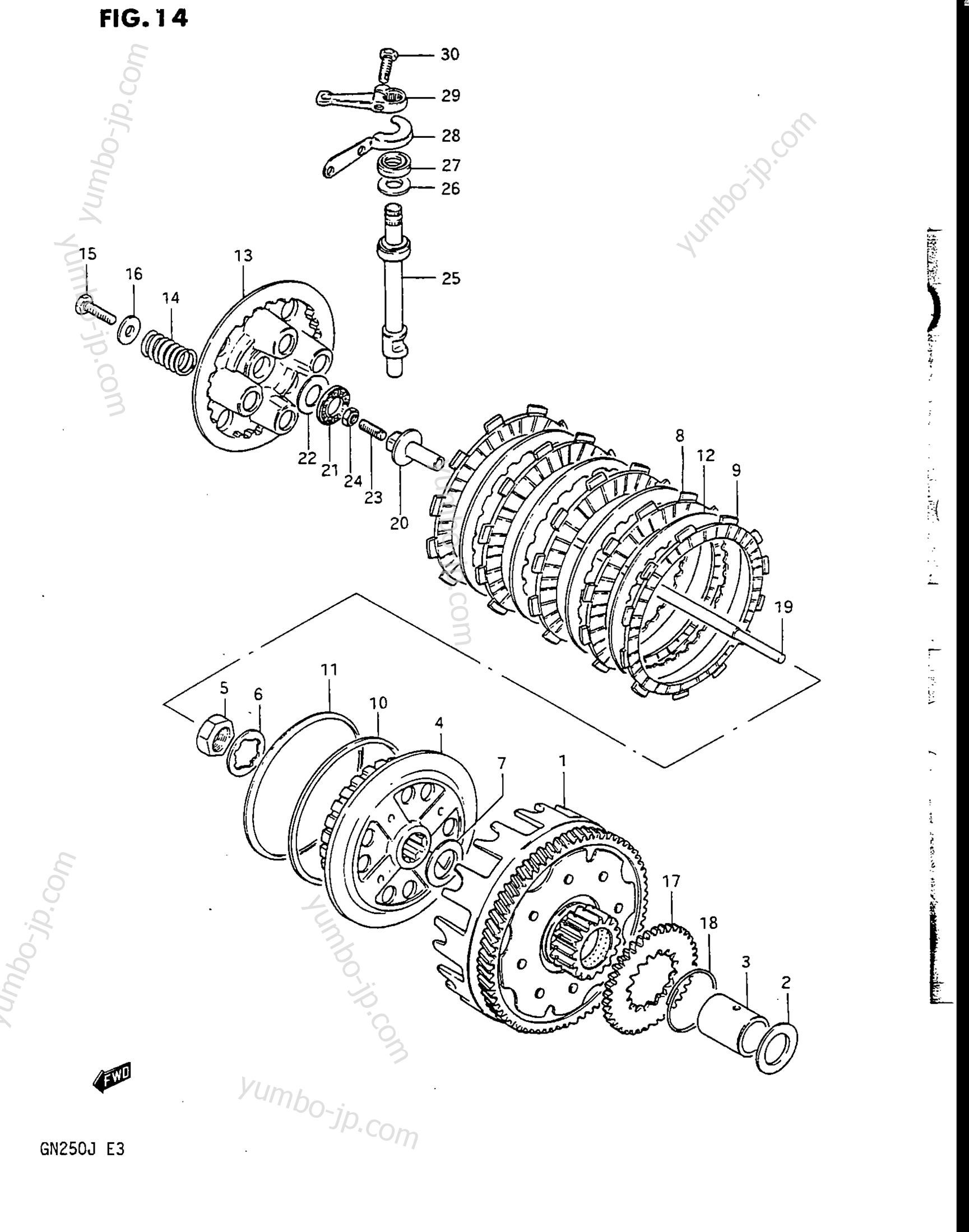 Устройство сцепления для мотоциклов SUZUKI 1985, (GN250) 1988 г.