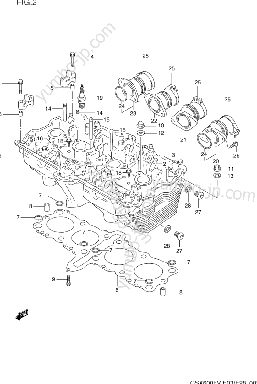 CYLINDER HEAD for motorcycles SUZUKI Katana (GSX600F) 1997 year