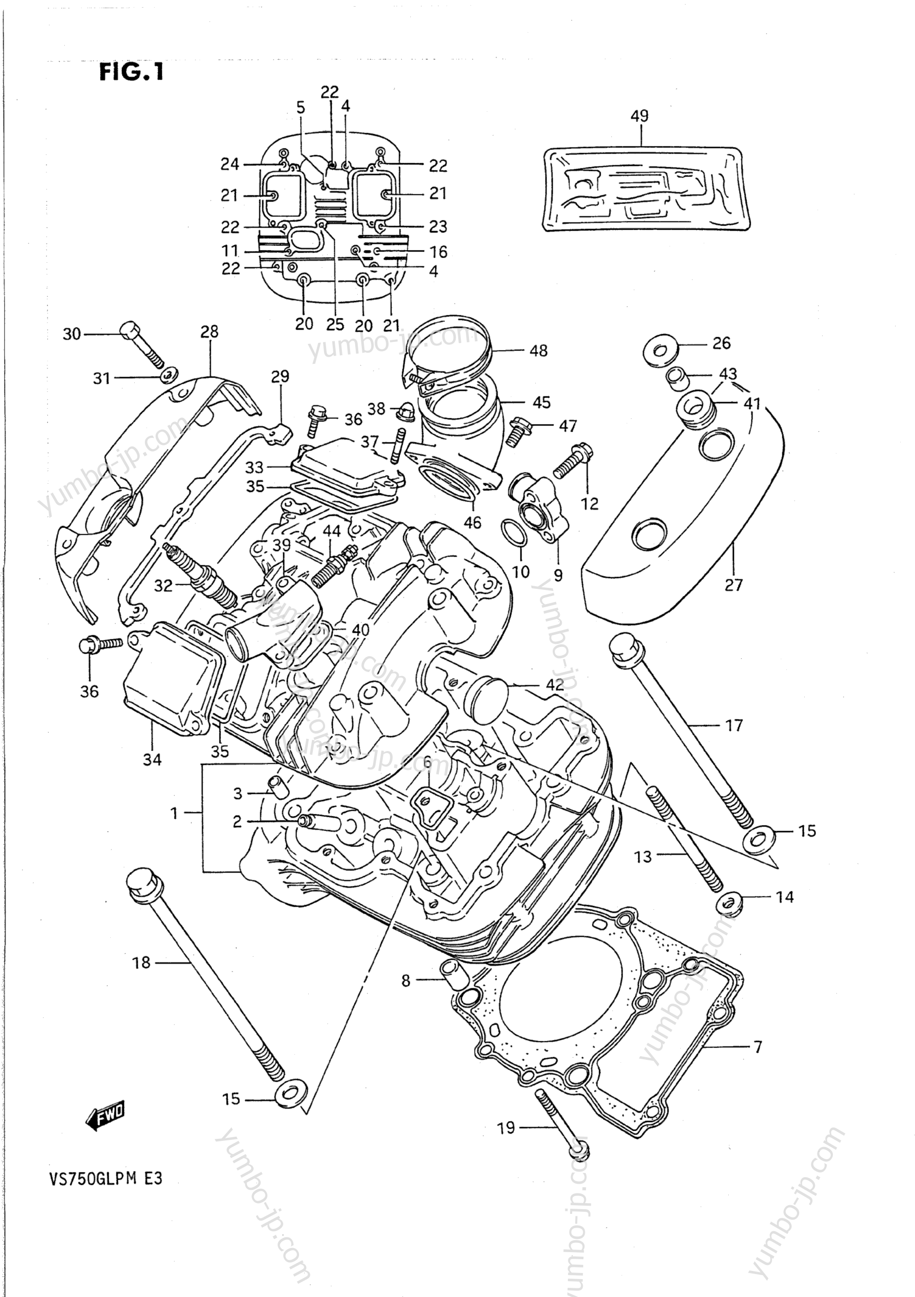 CYLINDER HEAD (FRONT) for motorcycles SUZUKI Intruder (VS750GLP) 1990 year