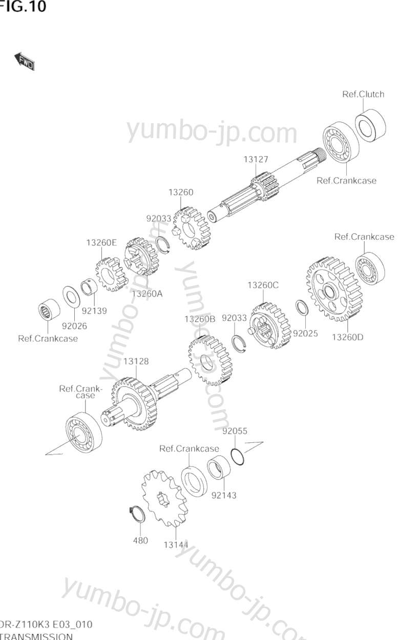 TRANSMISSION for motorcycles SUZUKI DR-Z110 2003 year