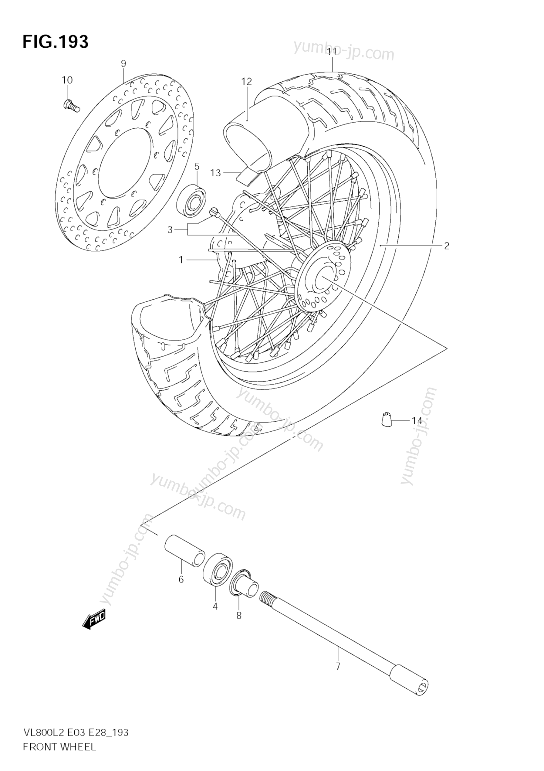 FRONT WHEEL (VL800  E33) for motorcycles SUZUKI Boulevard C50 (VL800) 2012 year