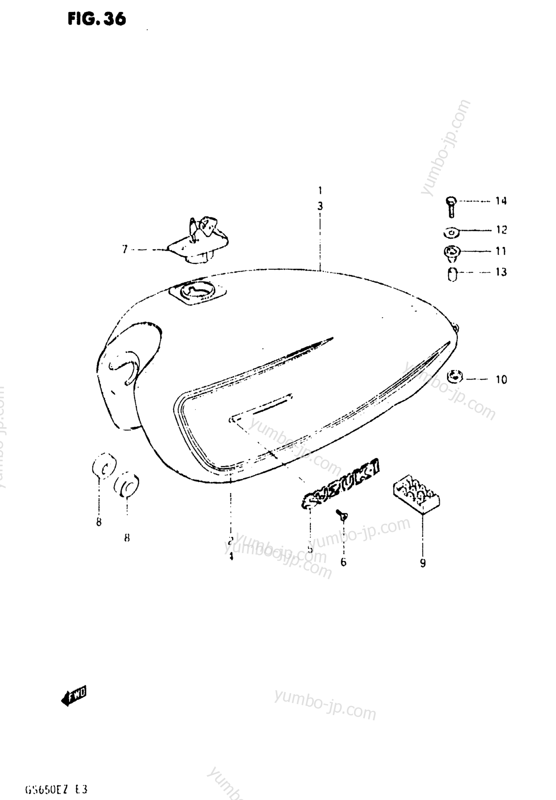 FUEL TANK (MODEL X) для мотоциклов SUZUKI GS650E 1981 г.