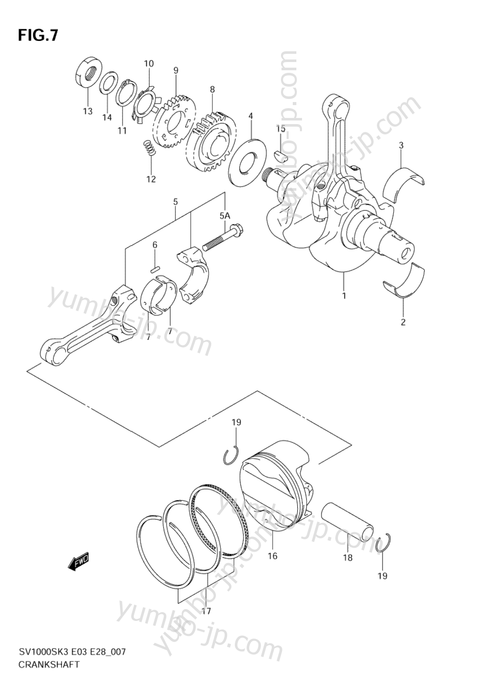 CRANKSHAFT for motorcycles SUZUKI SV1000 2003 year