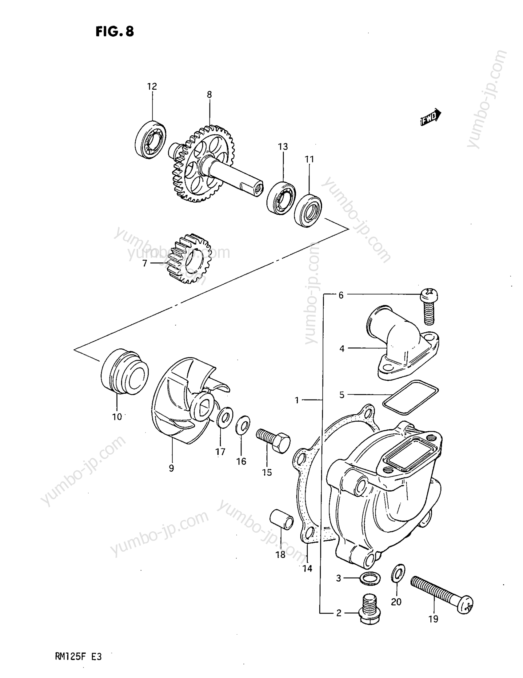 WATER PUMP for motorcycles SUZUKI RM125 1984 year