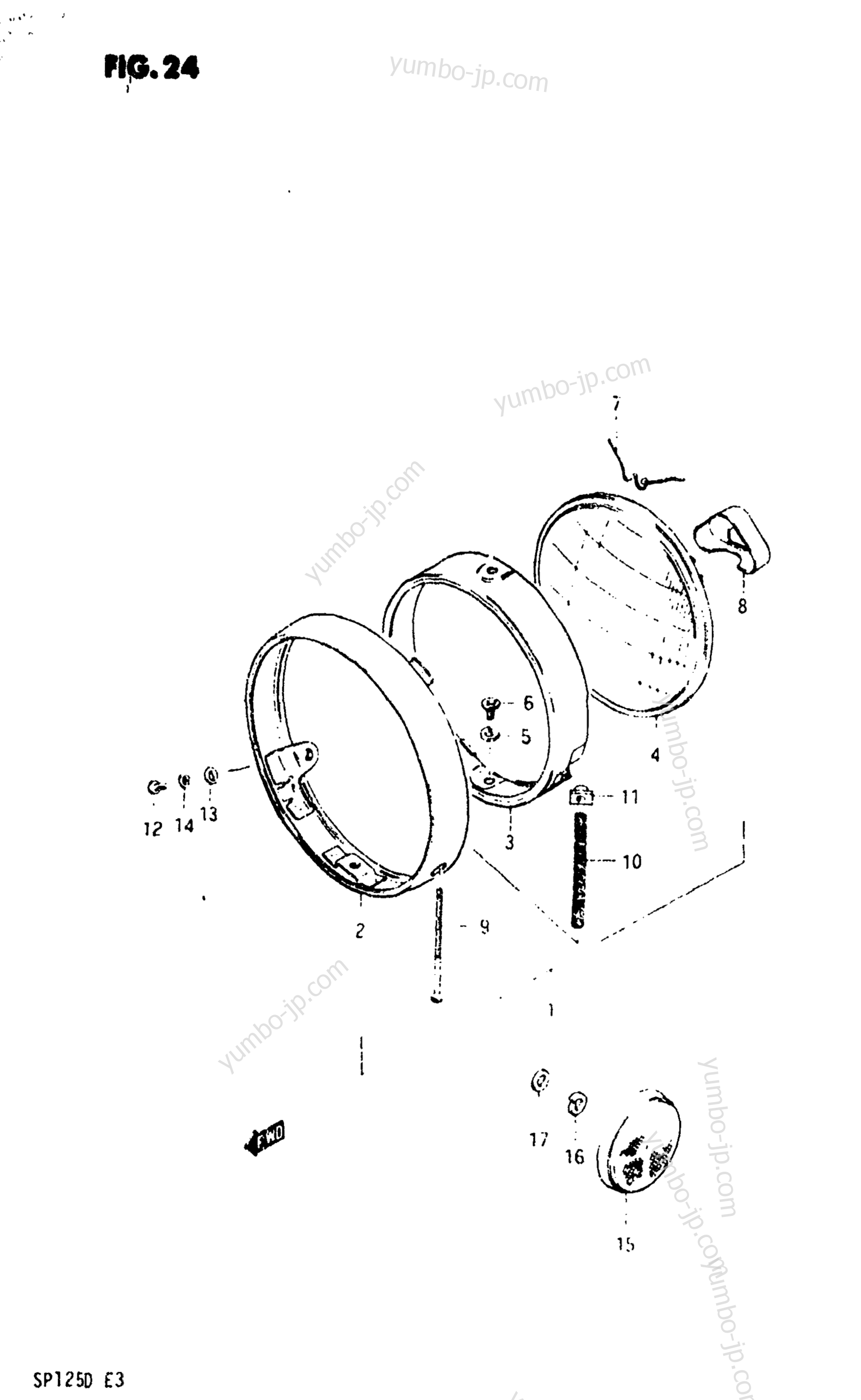 HEADLAMP для мотоциклов SUZUKI SP125 1983 г.