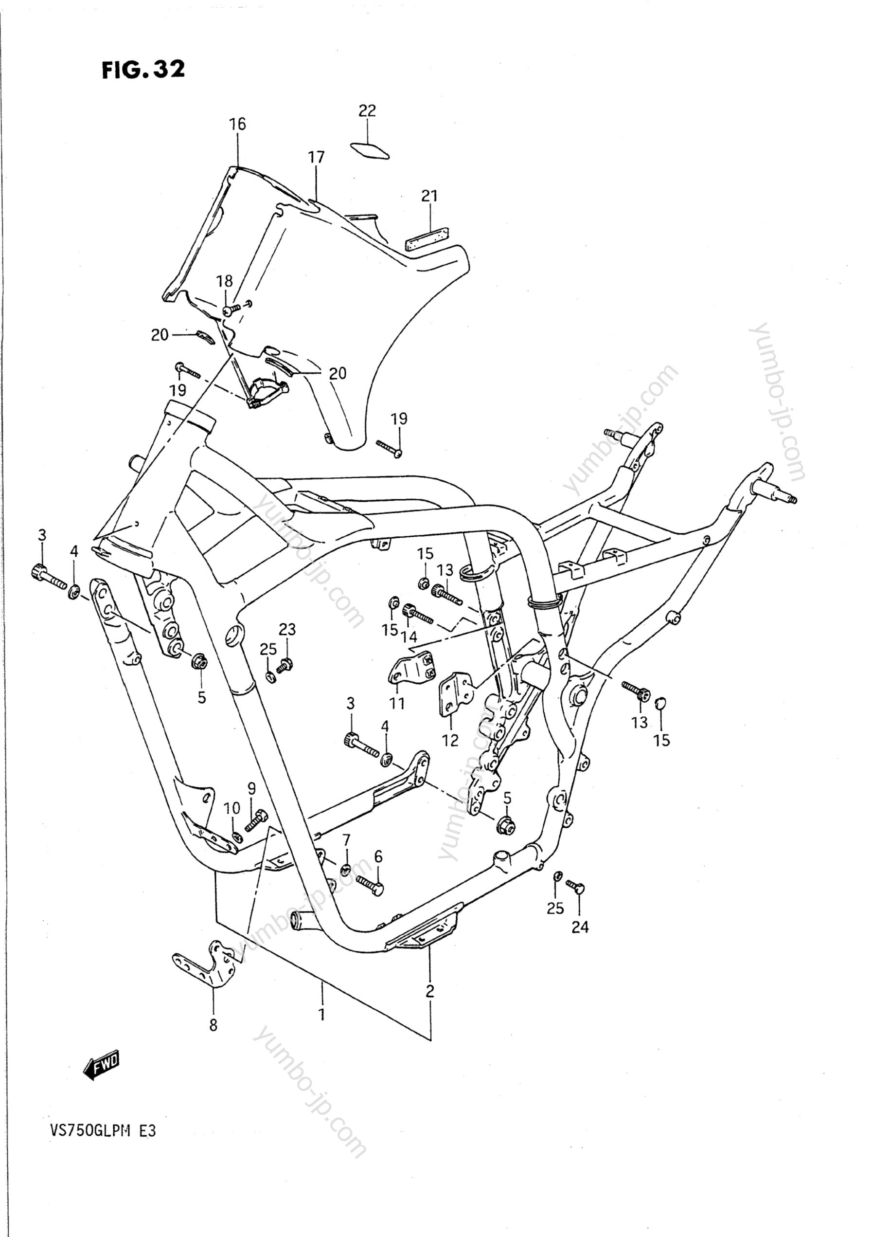 FRAME для мотоциклов SUZUKI Intruder (VS750GLP) 1991 г.