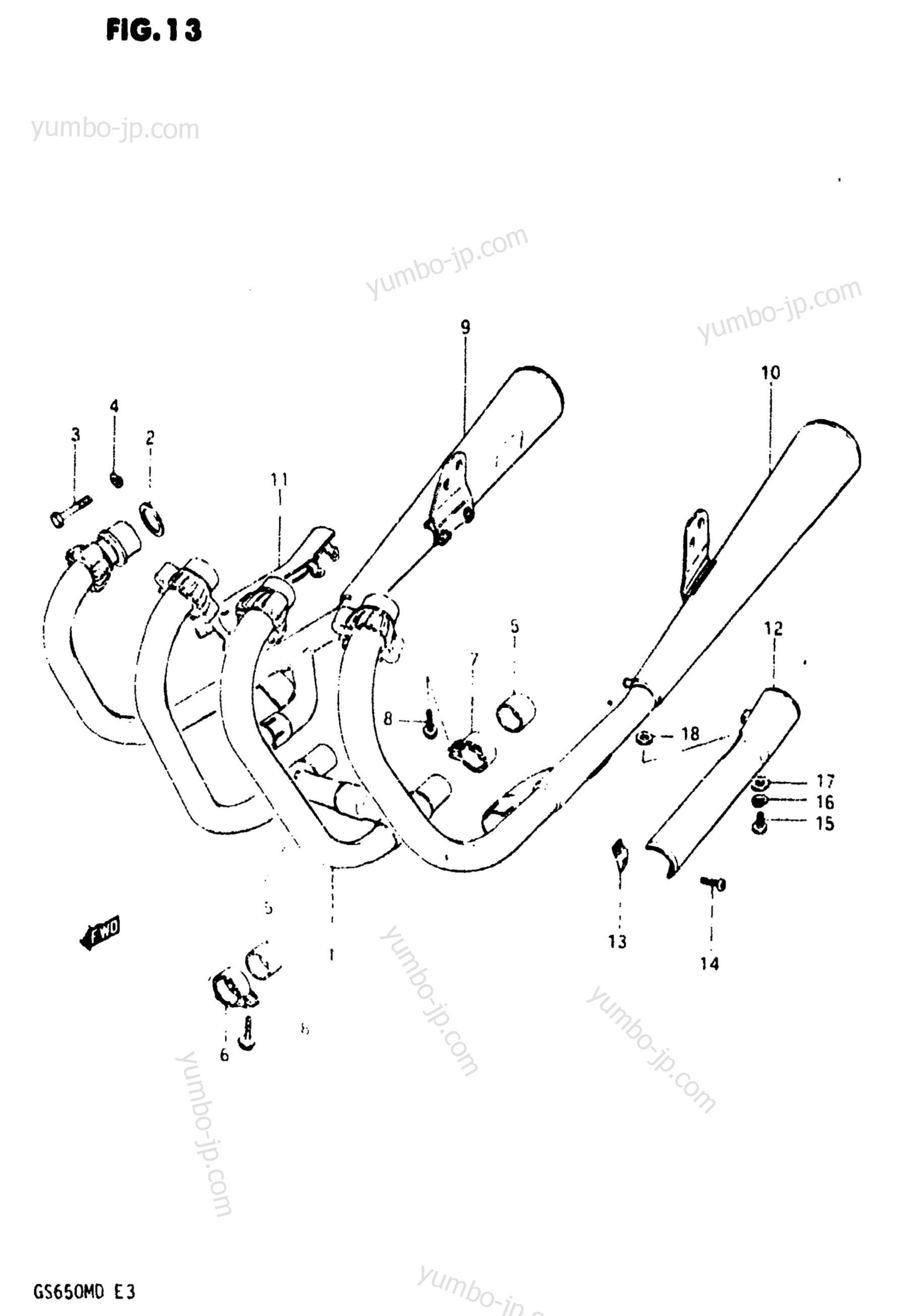 MUFFLER for motorcycles SUZUKI GS650M 1983 year