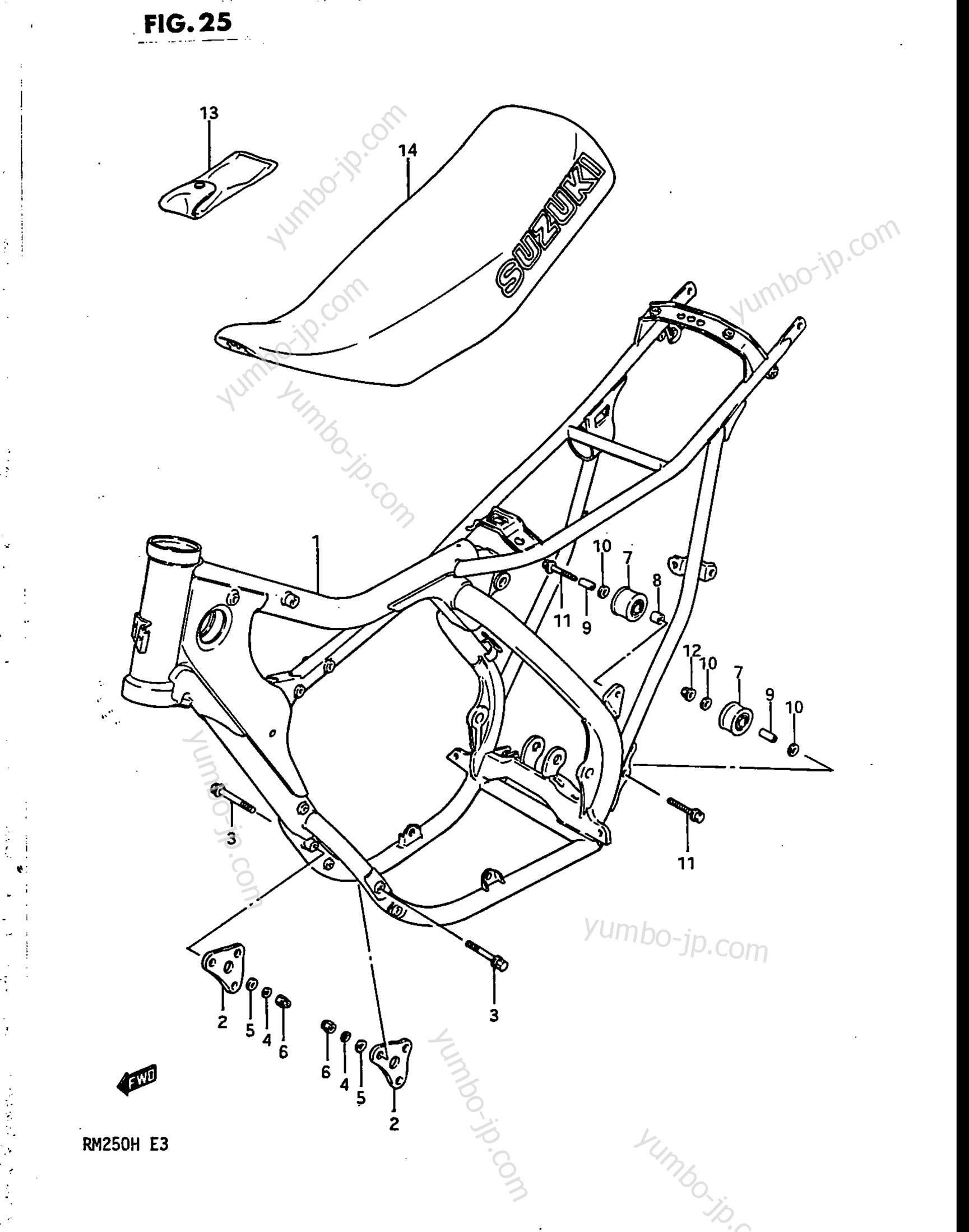 FRAME - SEAT (MDOEL G) for motorcycles SUZUKI RM250 1987 year