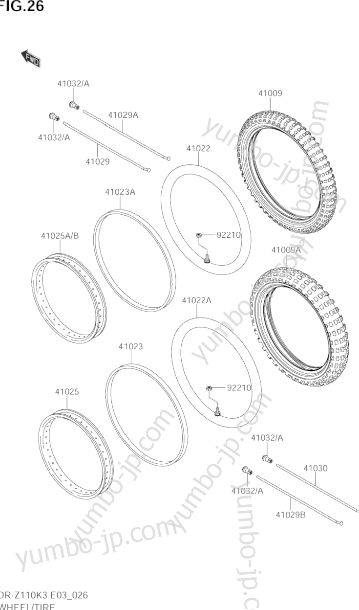 WHEEL/TIRE for motorcycles SUZUKI DR-Z110 2003 year