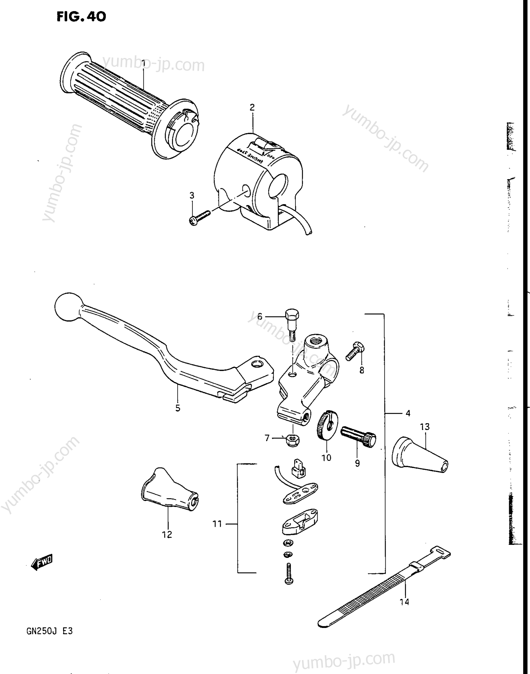 RIGHT HANDLE SWITCH (MODEL F) для мотоциклов SUZUKI 1985, (GN250) 1988 г.