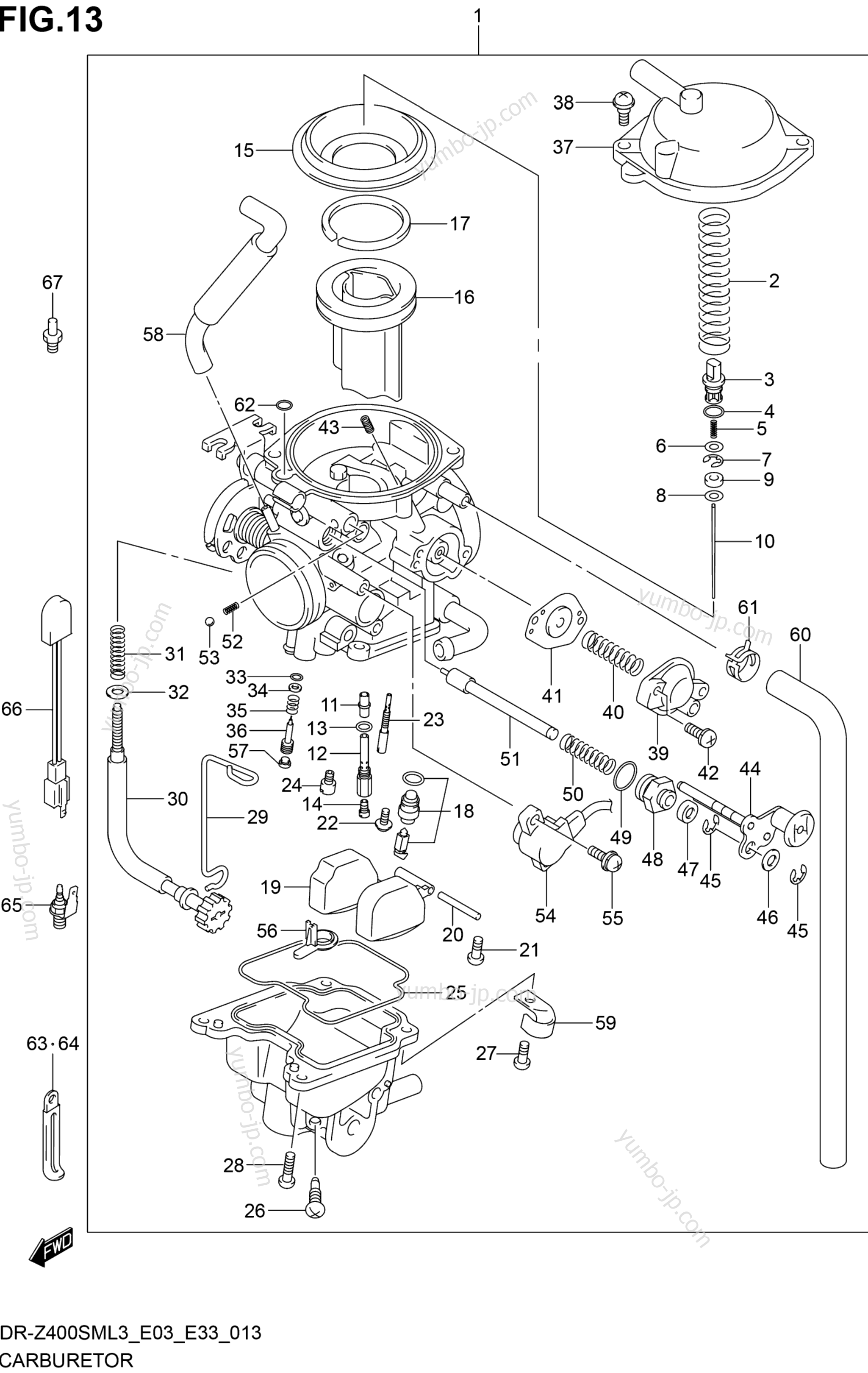 CARBURETOR (DR-Z400SML3 E33) for motorcycles SUZUKI DR-Z400SM 2013 year