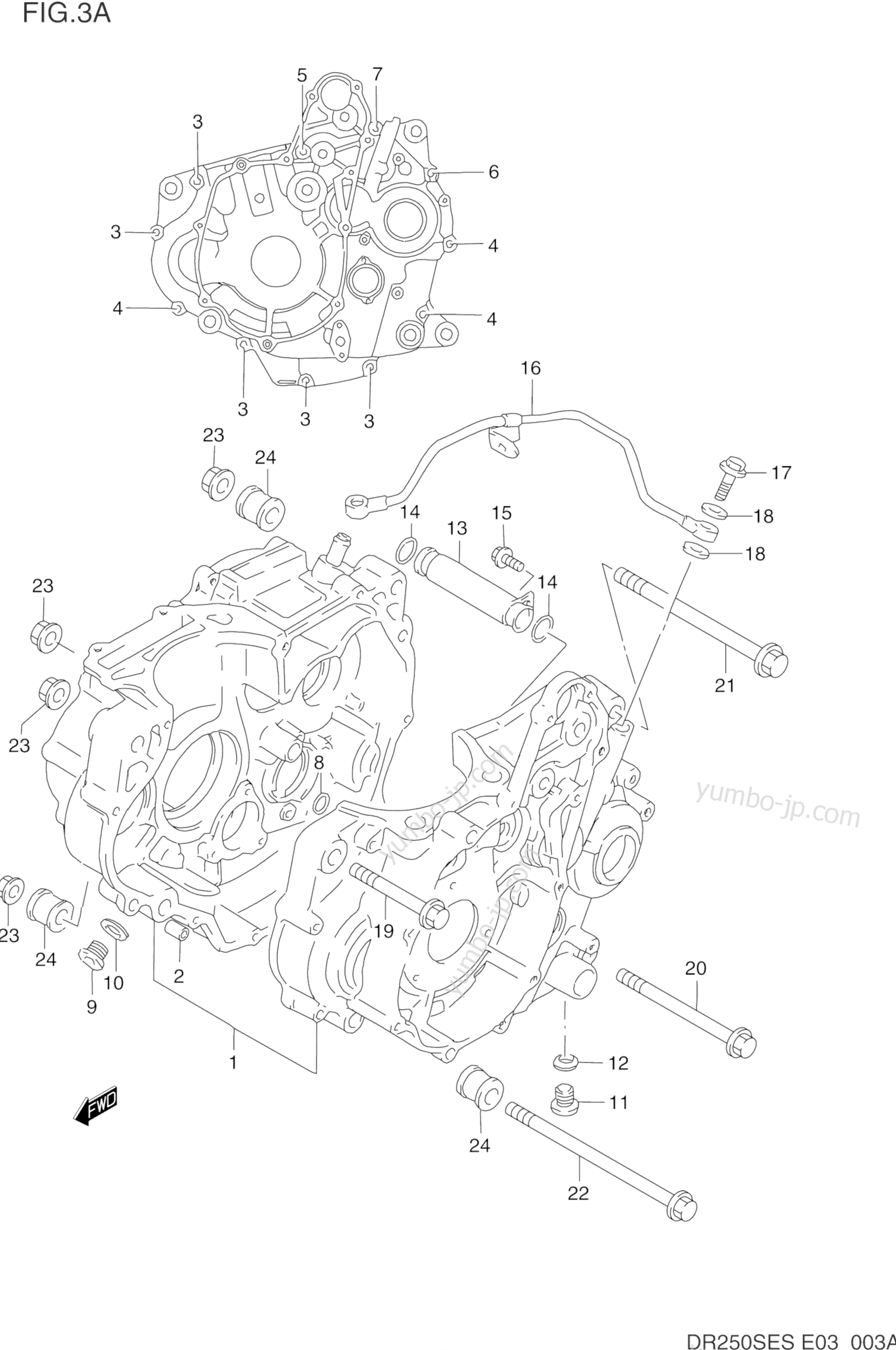 CRANKCASE (MODEL P/R/S) for motorcycles SUZUKI DR250SE 1994 year