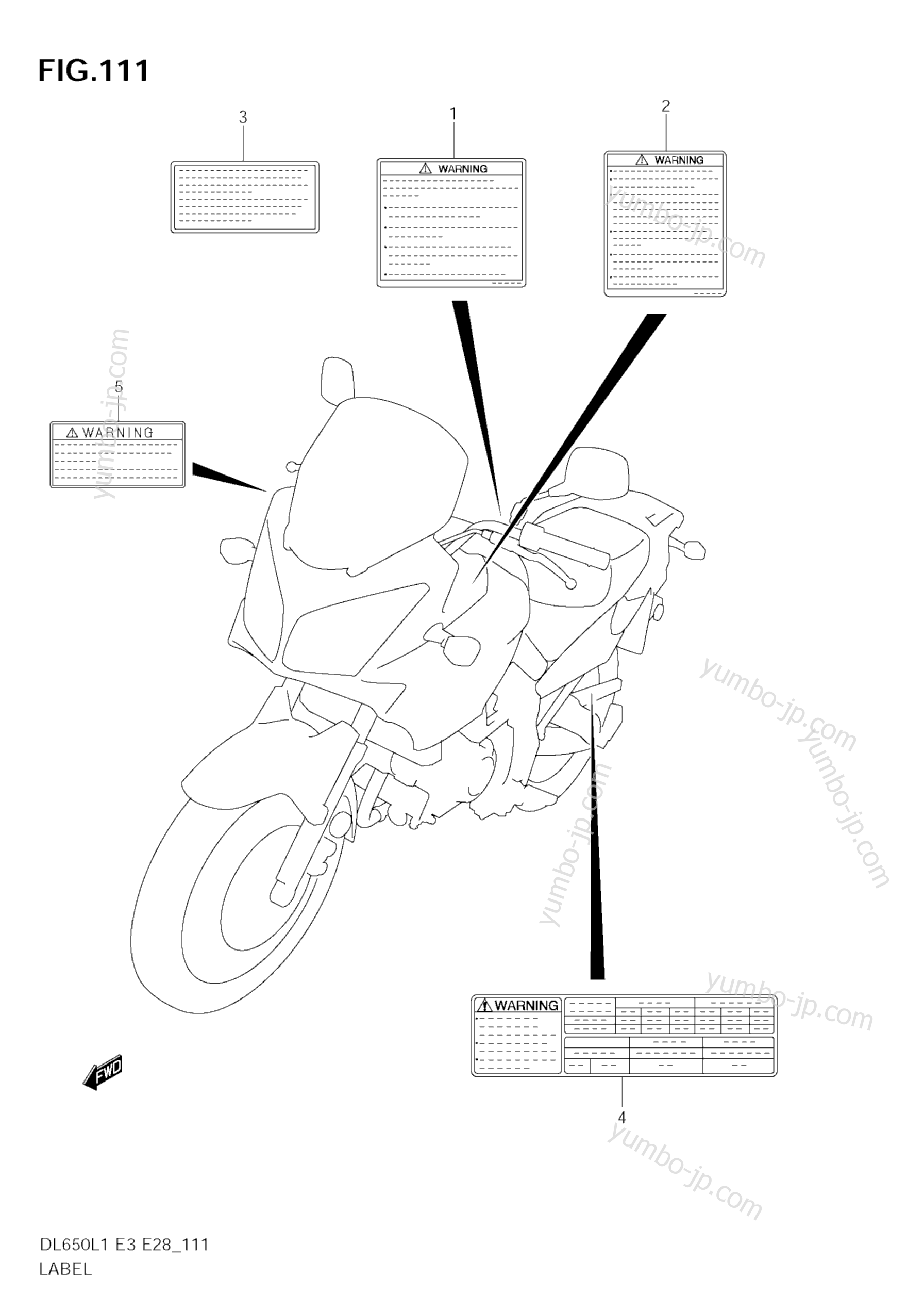 LABEL (DL650A L1 E3) for motorcycles SUZUKI V-Strom (DL650) 2011 year