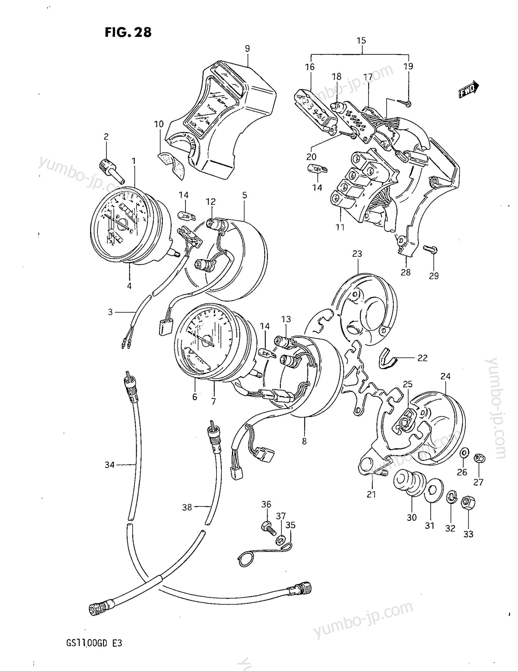 Speedometer - Tachometer for motorcycles SUZUKI GS1100G 1982 year
