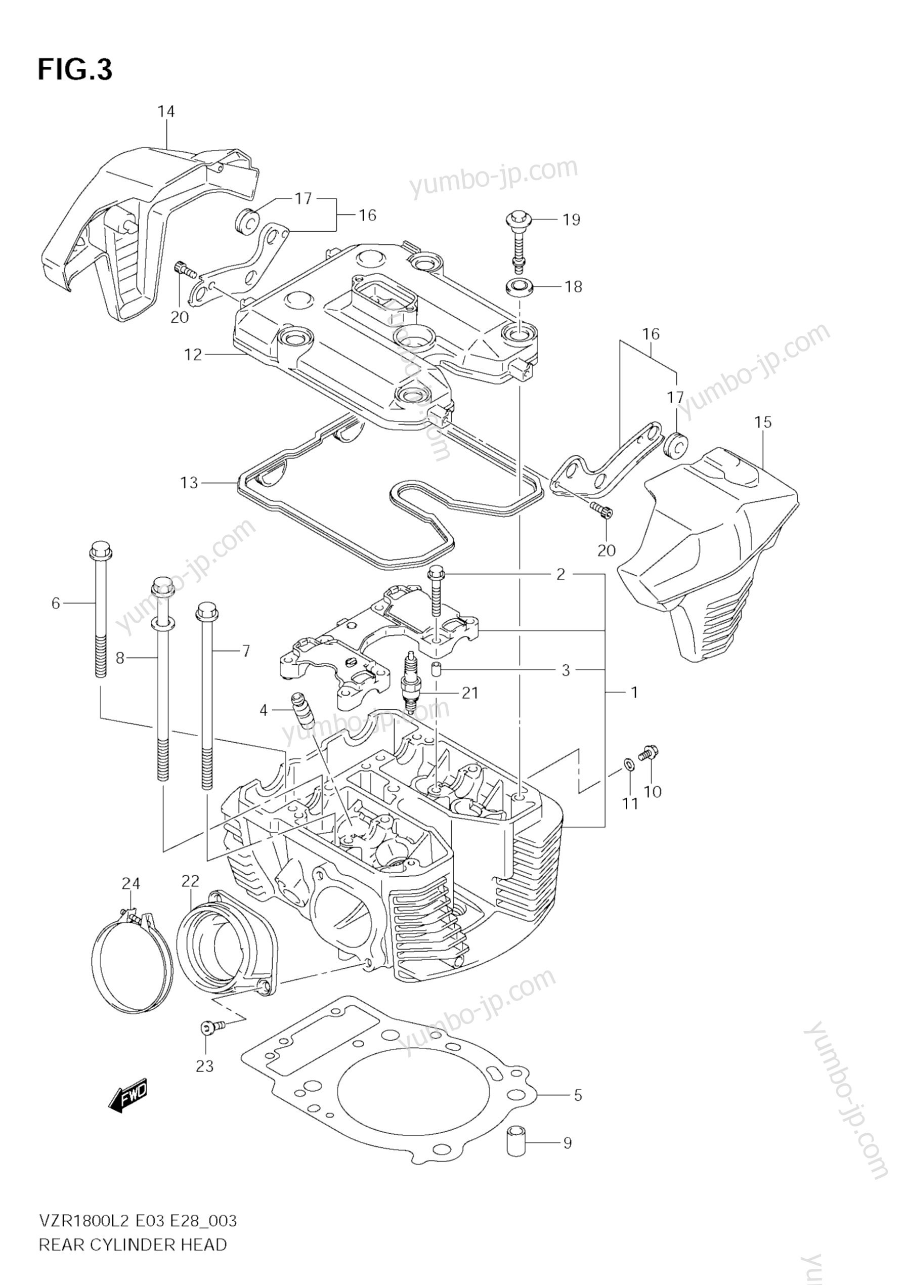 REAR CYLINDER HEAD for motorcycles SUZUKI Boulevard M109R (VZR1800Z) 2012 year