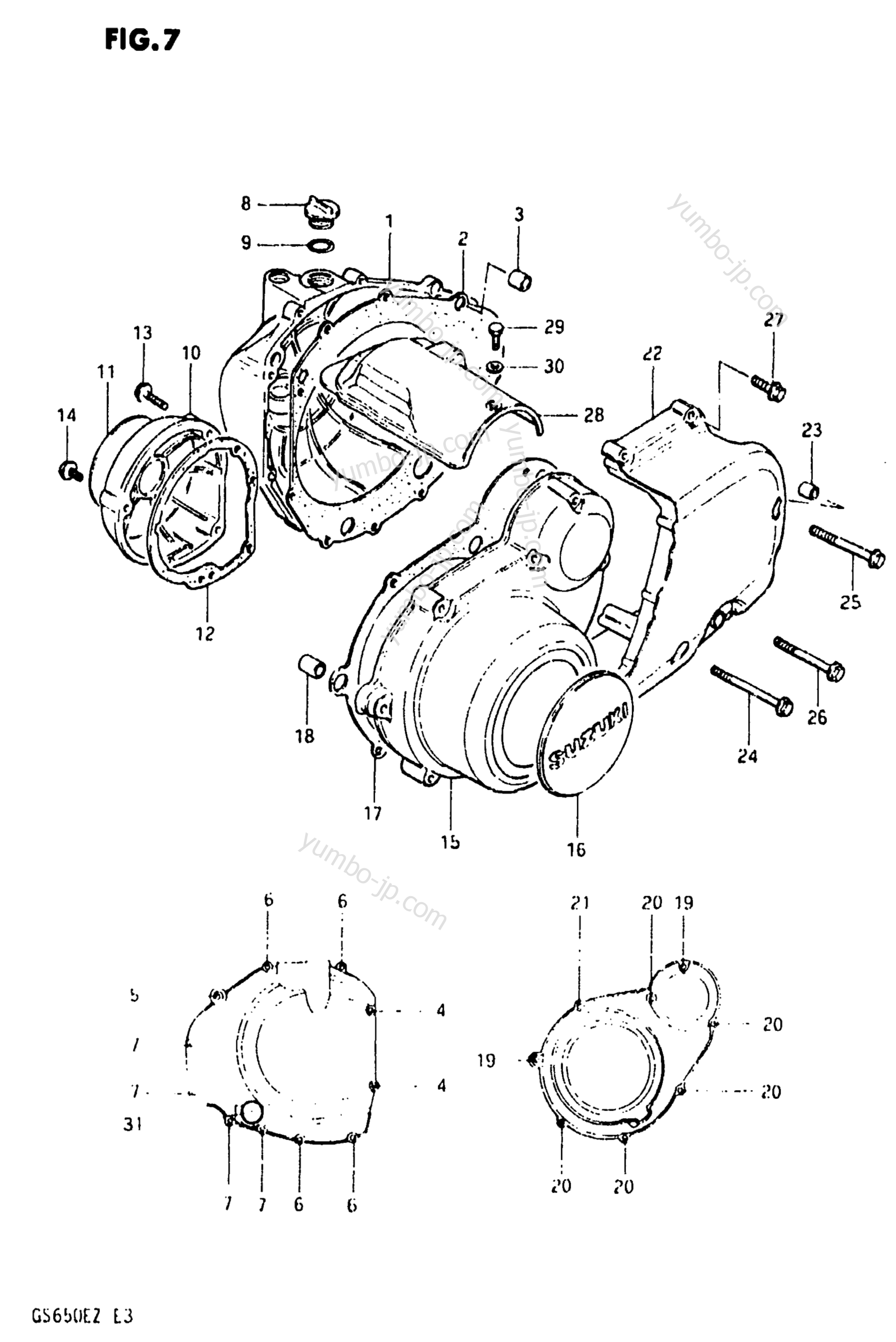 CRANKCASE COVER (E.NO.103837~) for motorcycles SUZUKI GS650E 1981 year