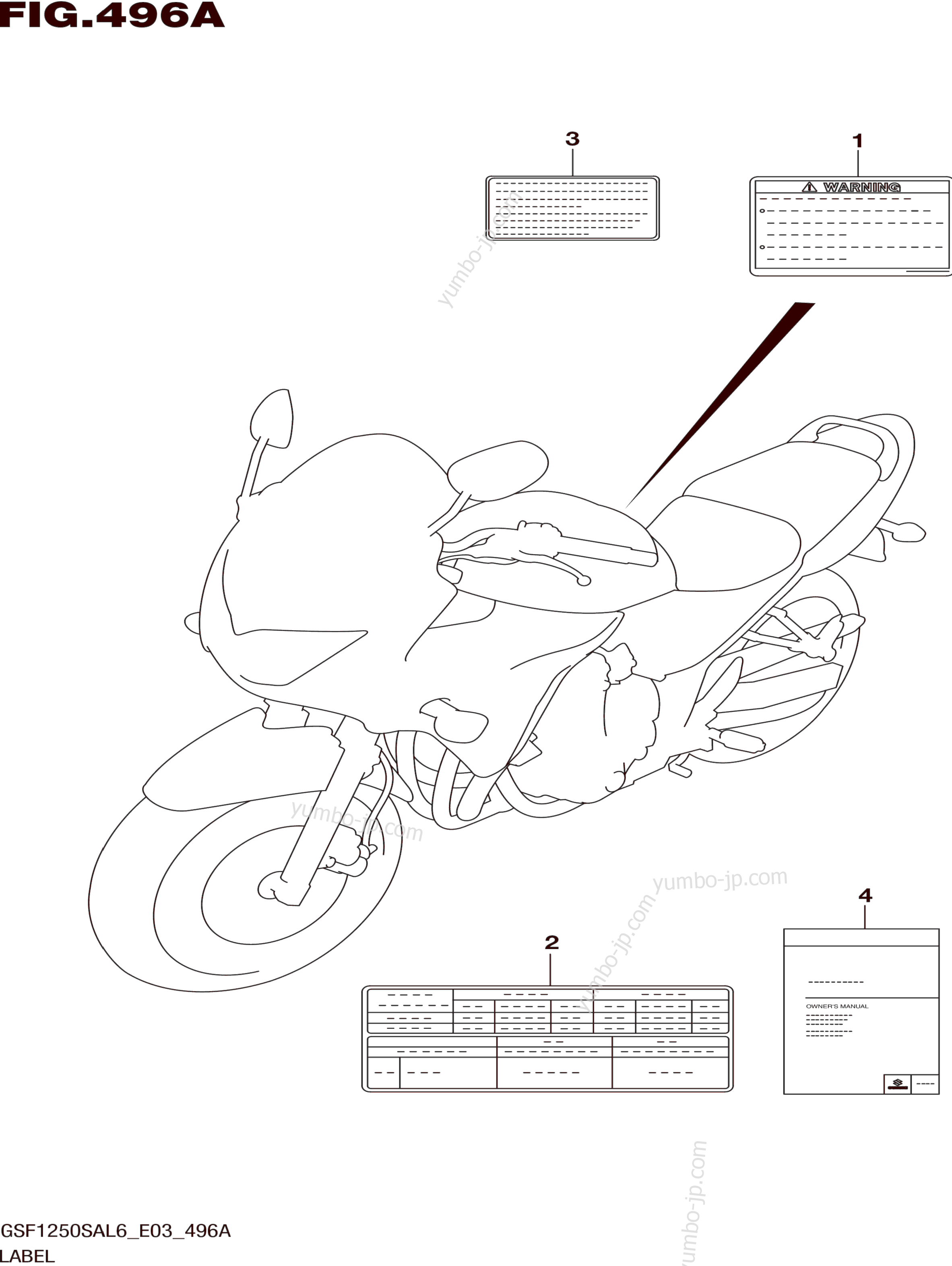 LABEL (GSF1250SAL6 E03) для мотоциклов SUZUKI GSF1250SA 2016 г.