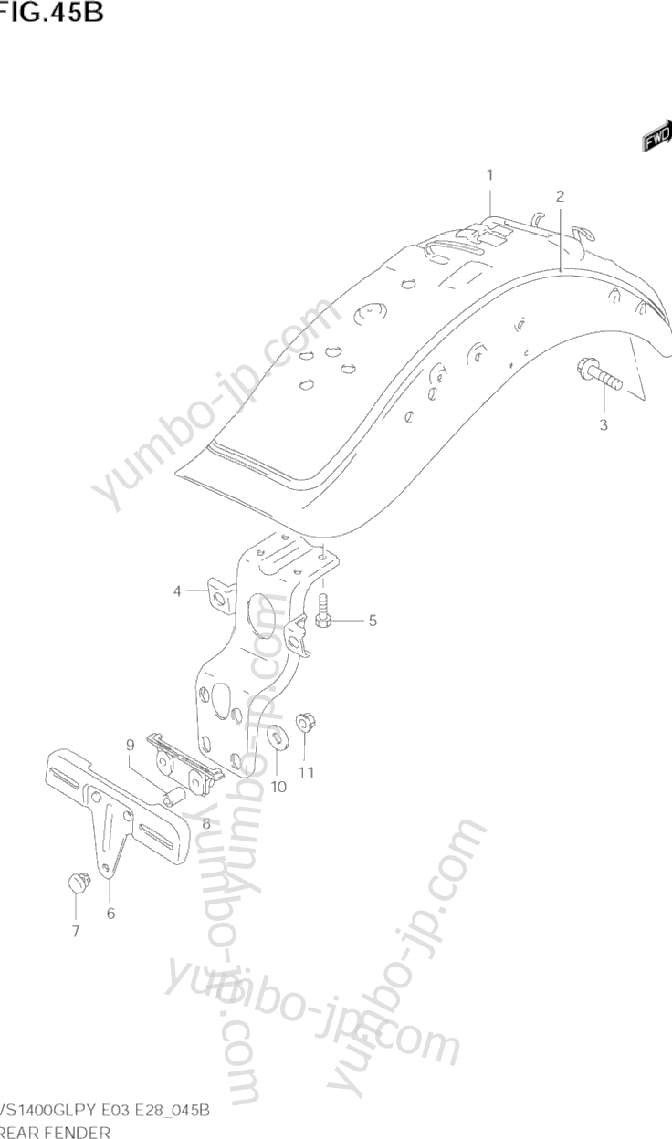 REAR FENDER (MODEL Y/K1/K2/K3) для мотоциклов SUZUKI Intruder (VS1400GLP) 2002 г.