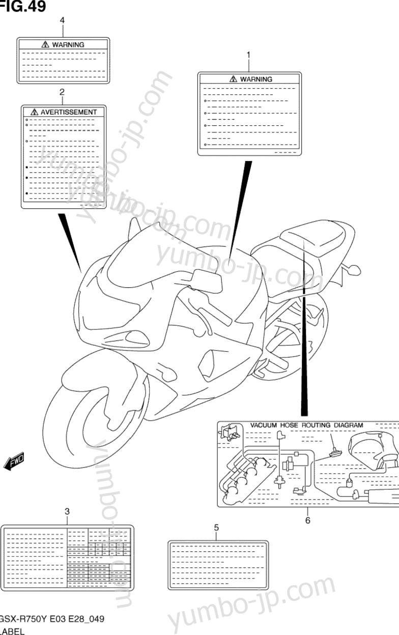 LABEL (MODEL Y/K1) for motorcycles SUZUKI GSX-R750 2000 year