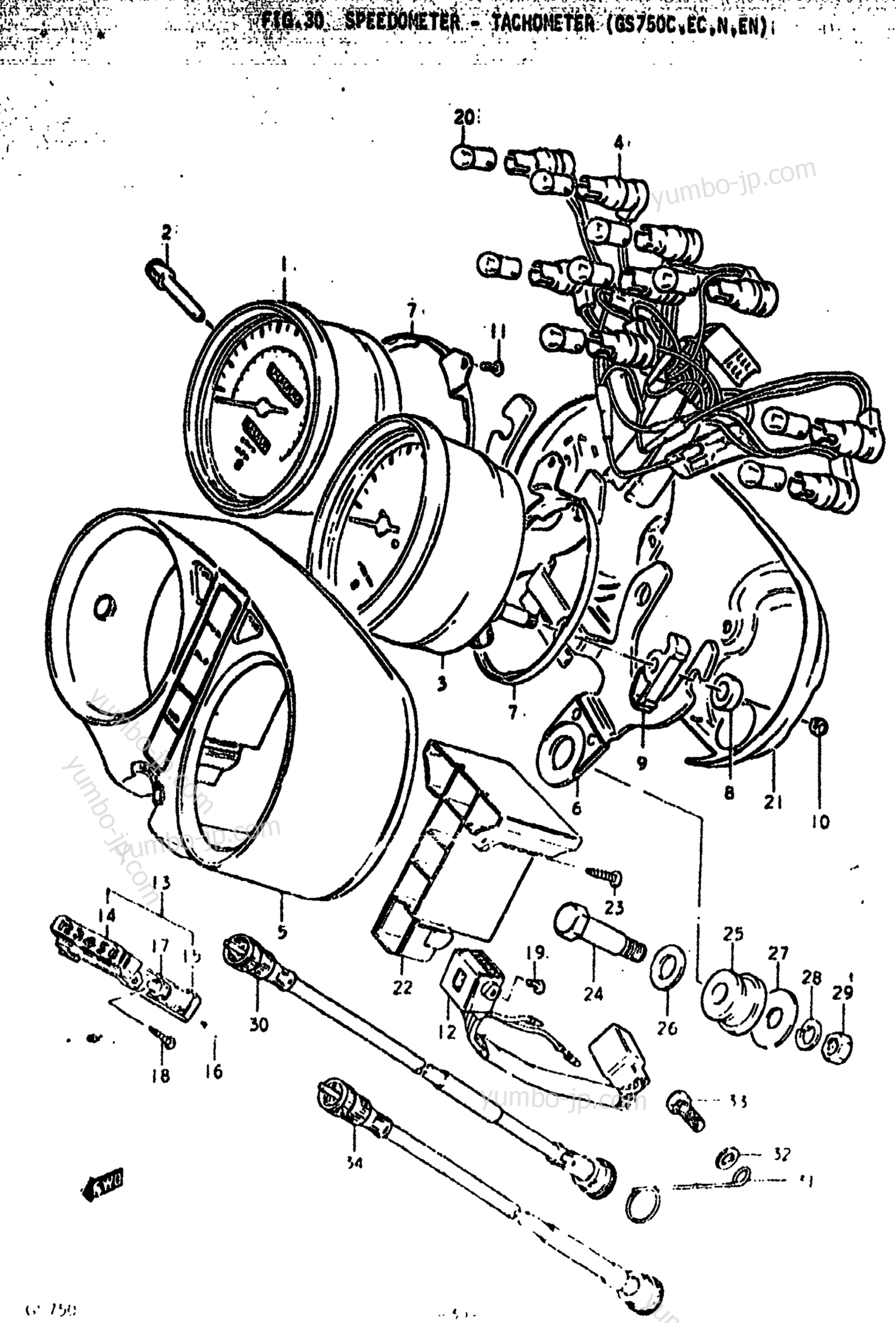 SPEEDOMETER - TACHOMETER (GS750C for motorcycles SUZUKI GS750B 1978 year