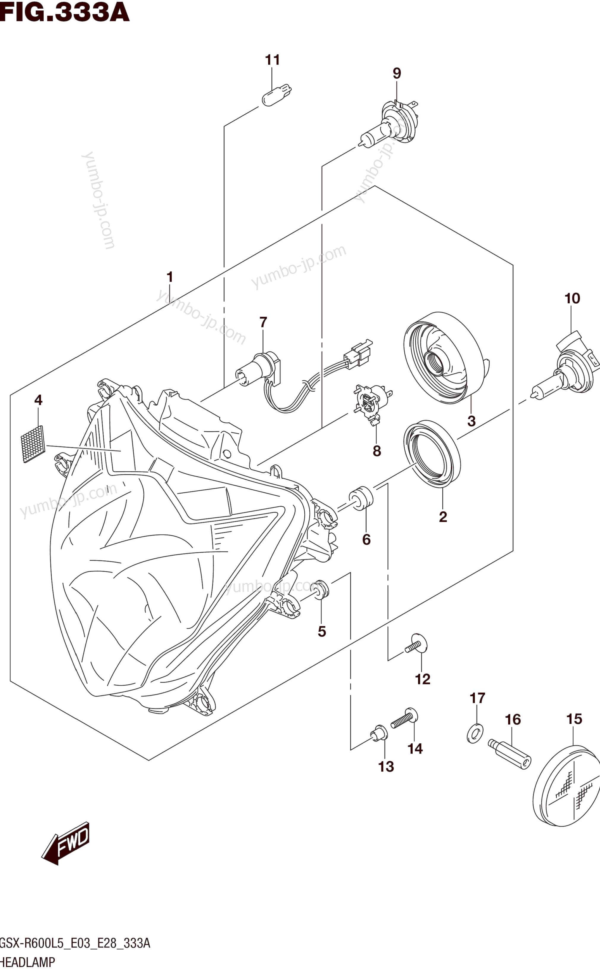 HEADLAMP (GSX-R600L5 E03) for motorcycles SUZUKI GSX-R600 2015 year