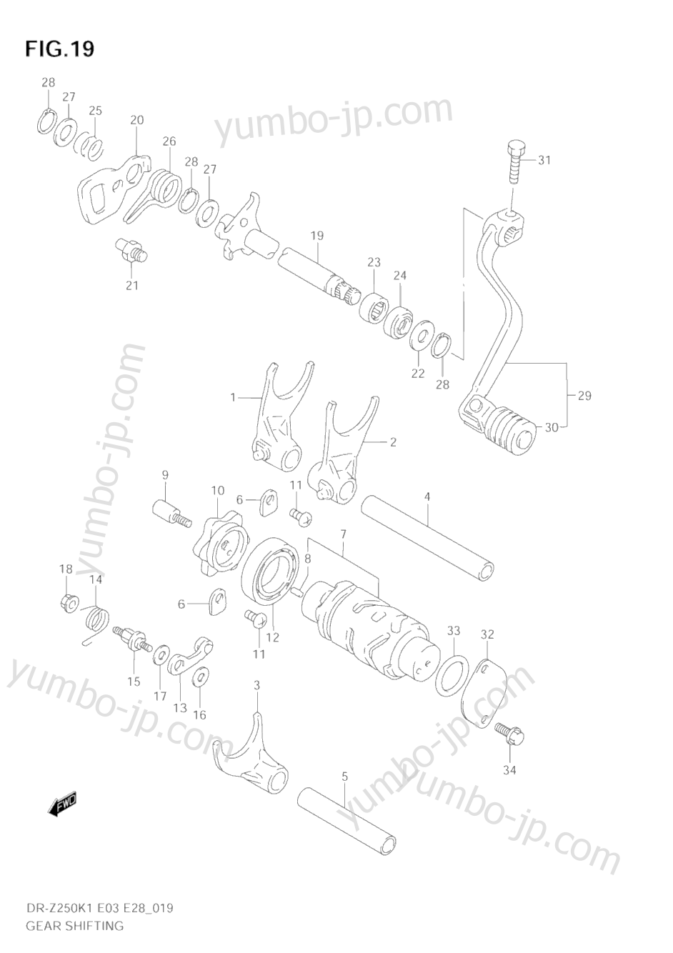 GEAR SHIFTING for motorcycles SUZUKI DR-Z250 2002 year