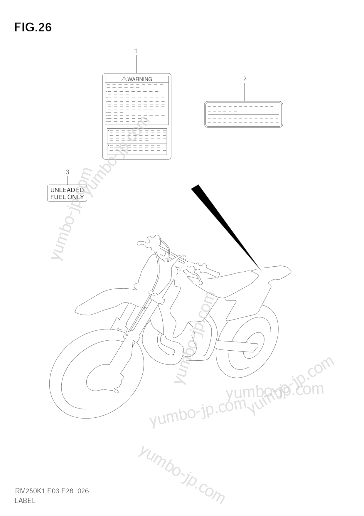 LABEL for motorcycles SUZUKI RM250 2002 year