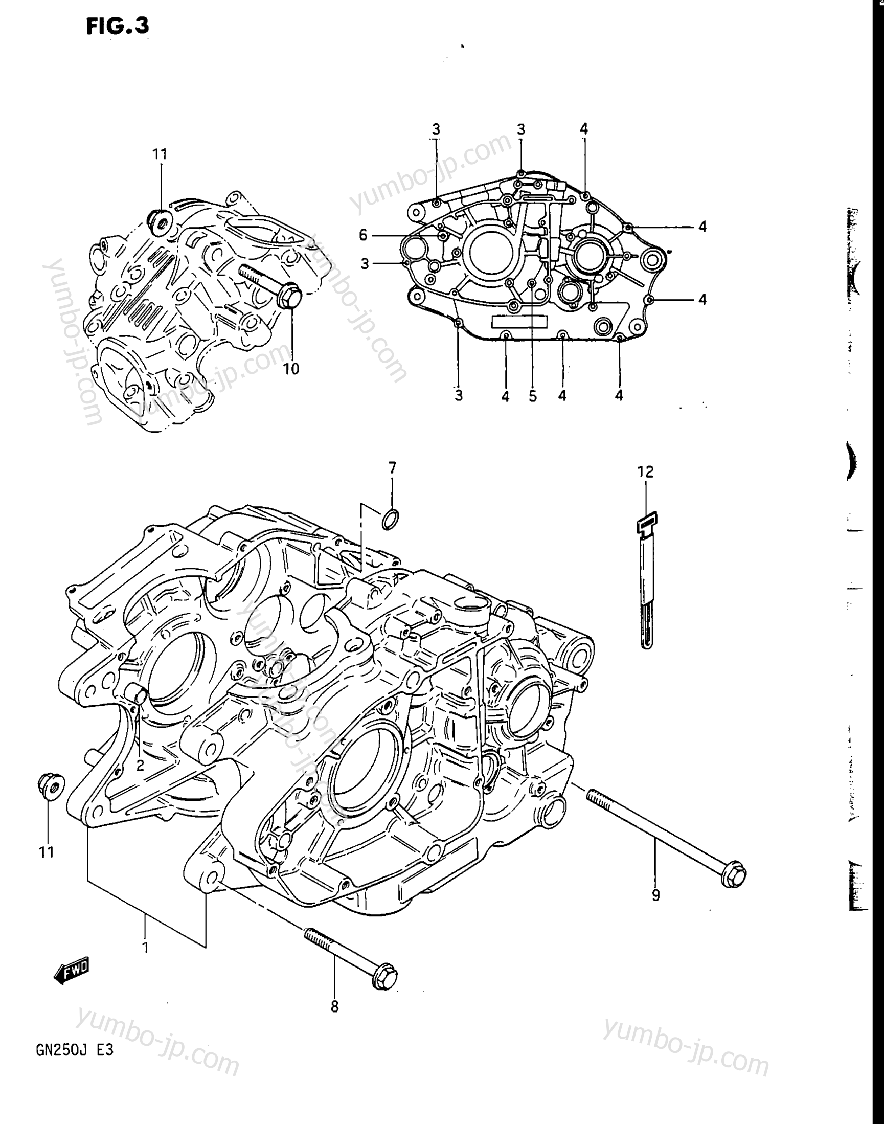 CRANKCASE for motorcycles SUZUKI 1985, (GN250) 1988 year
